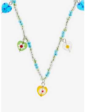 Thorn & Fable Heart Charm Multicolor Beaded Necklace, , hi-res
