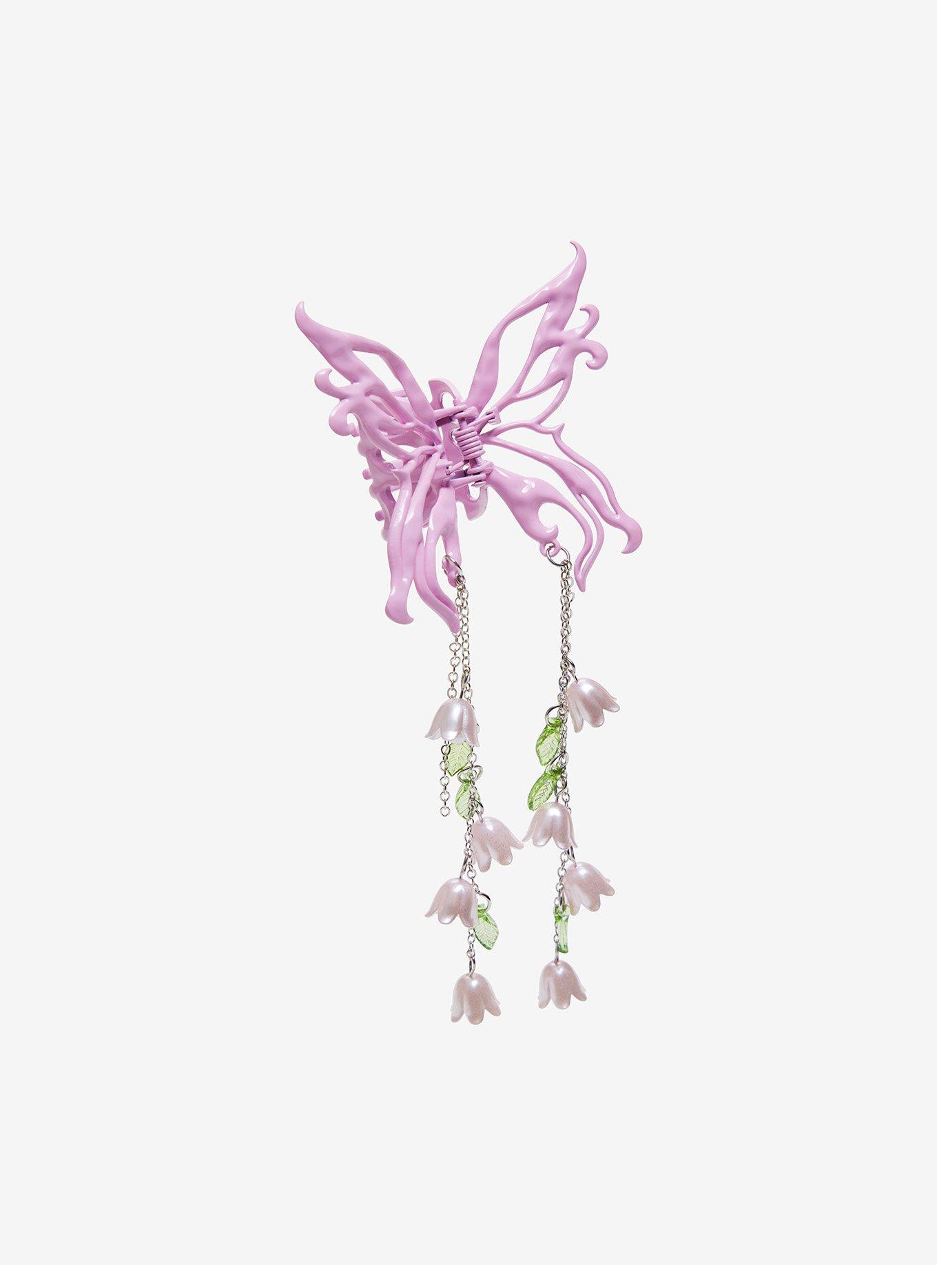 Sweet Society Butterfly Flower Chain Claw Hair Clip, , alternate