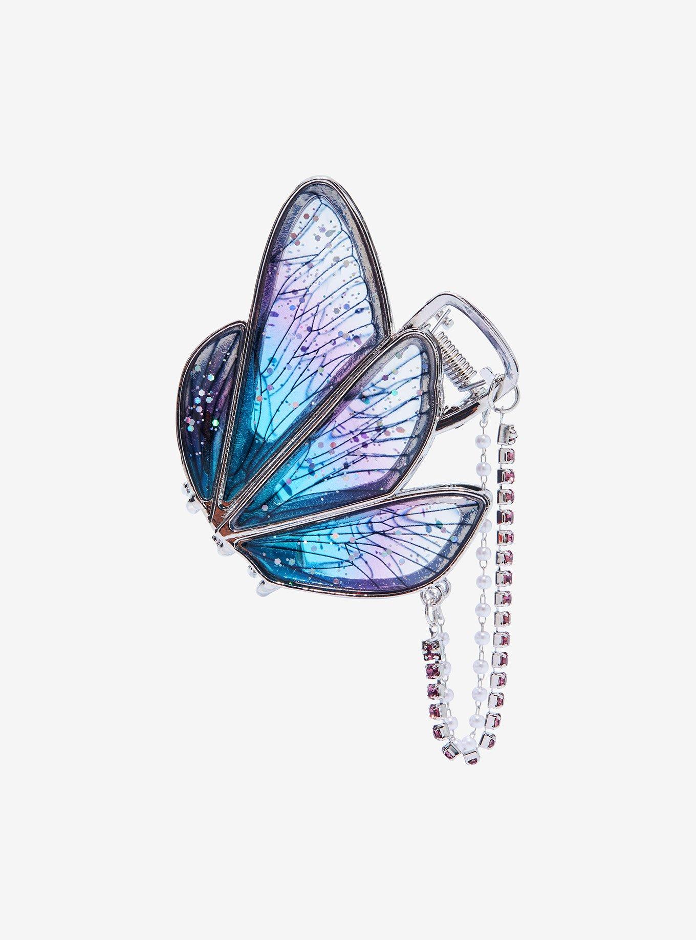 Thorn & Fable Ombre Butterfly Bling Claw Hair Clip, , alternate