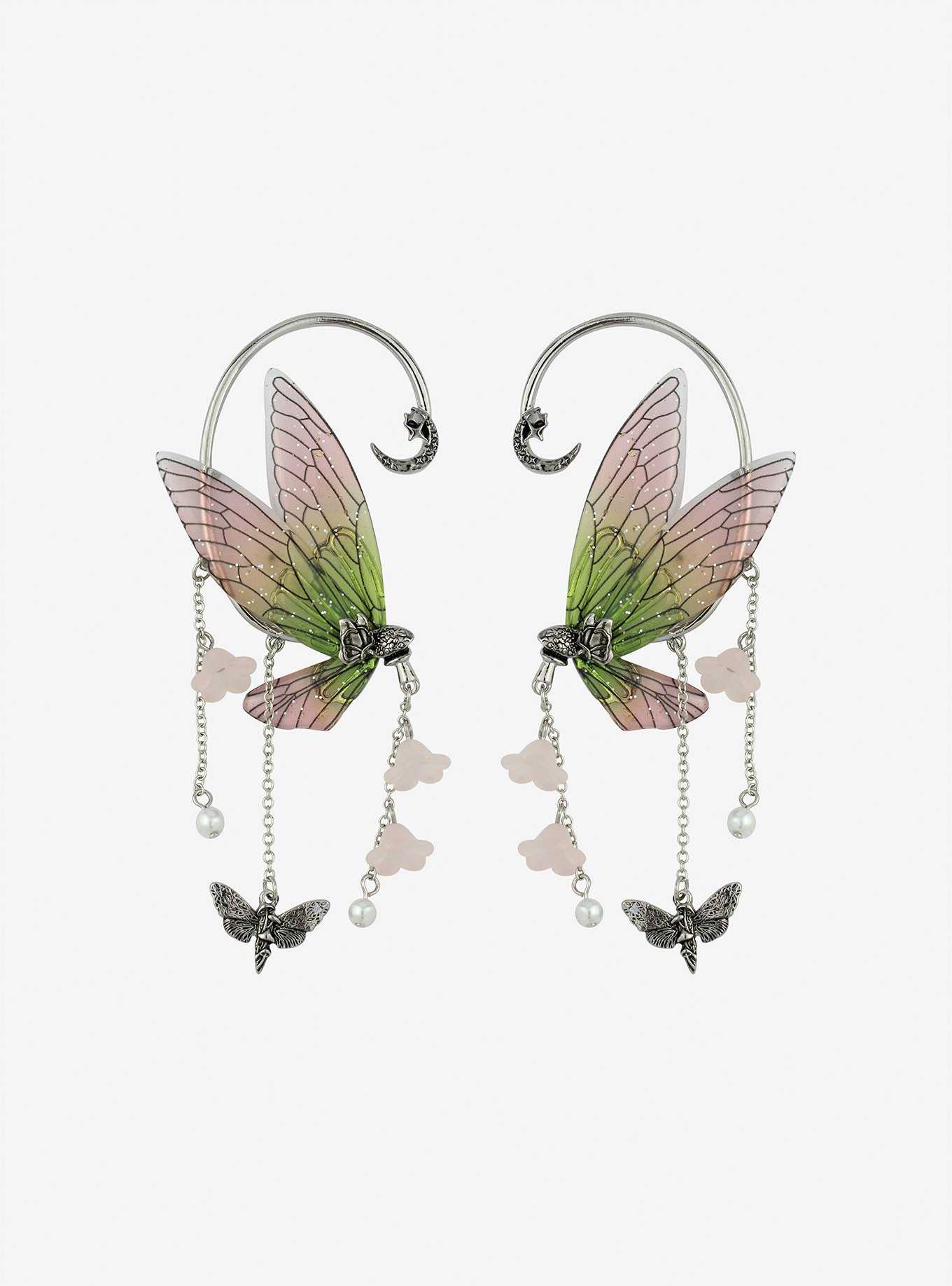 Thorn & Fable Green Butterflies Ear Cuffs, , hi-res