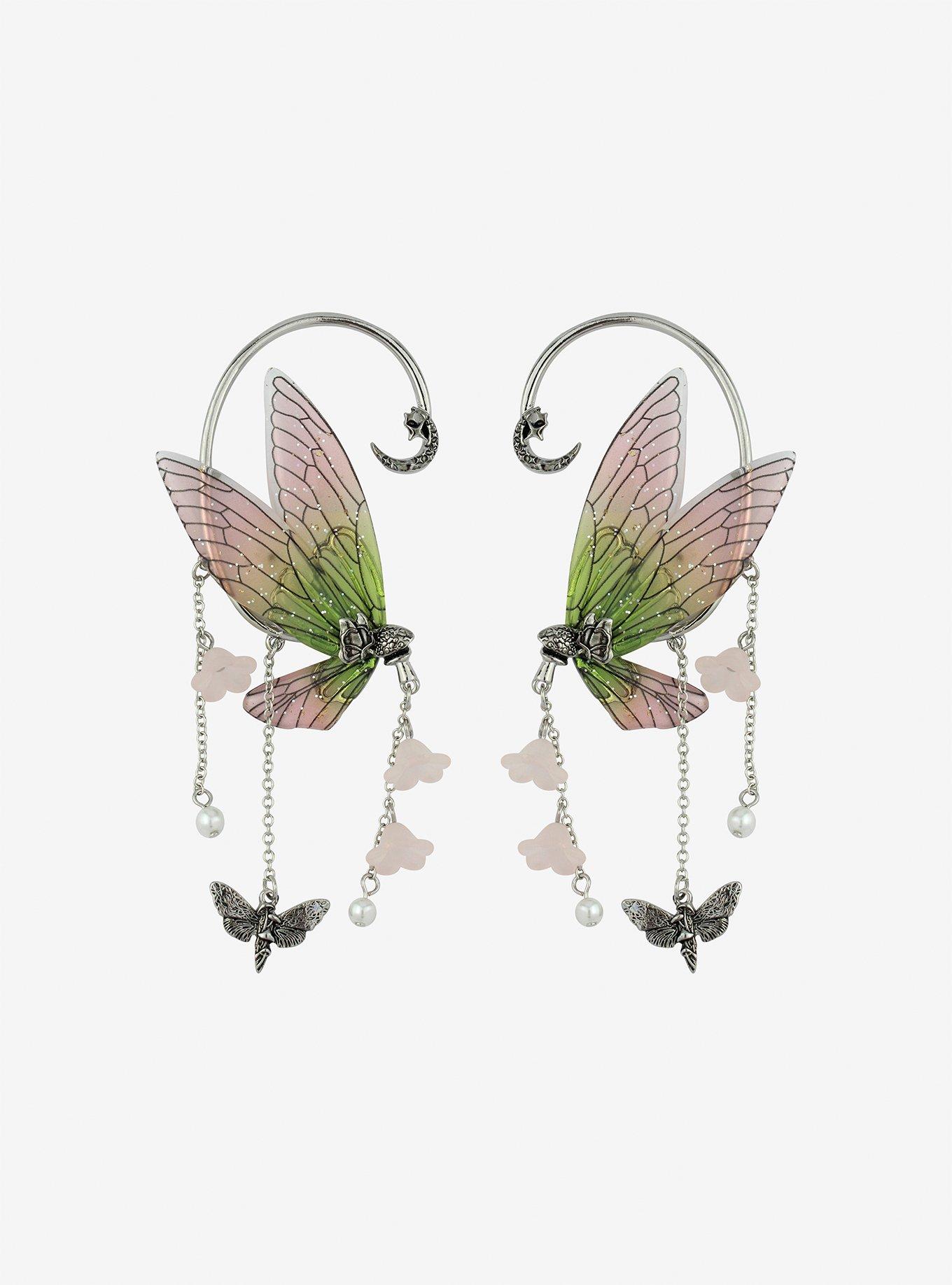 Thorn & Fable Green Butterflies Ear Cuffs, , hi-res