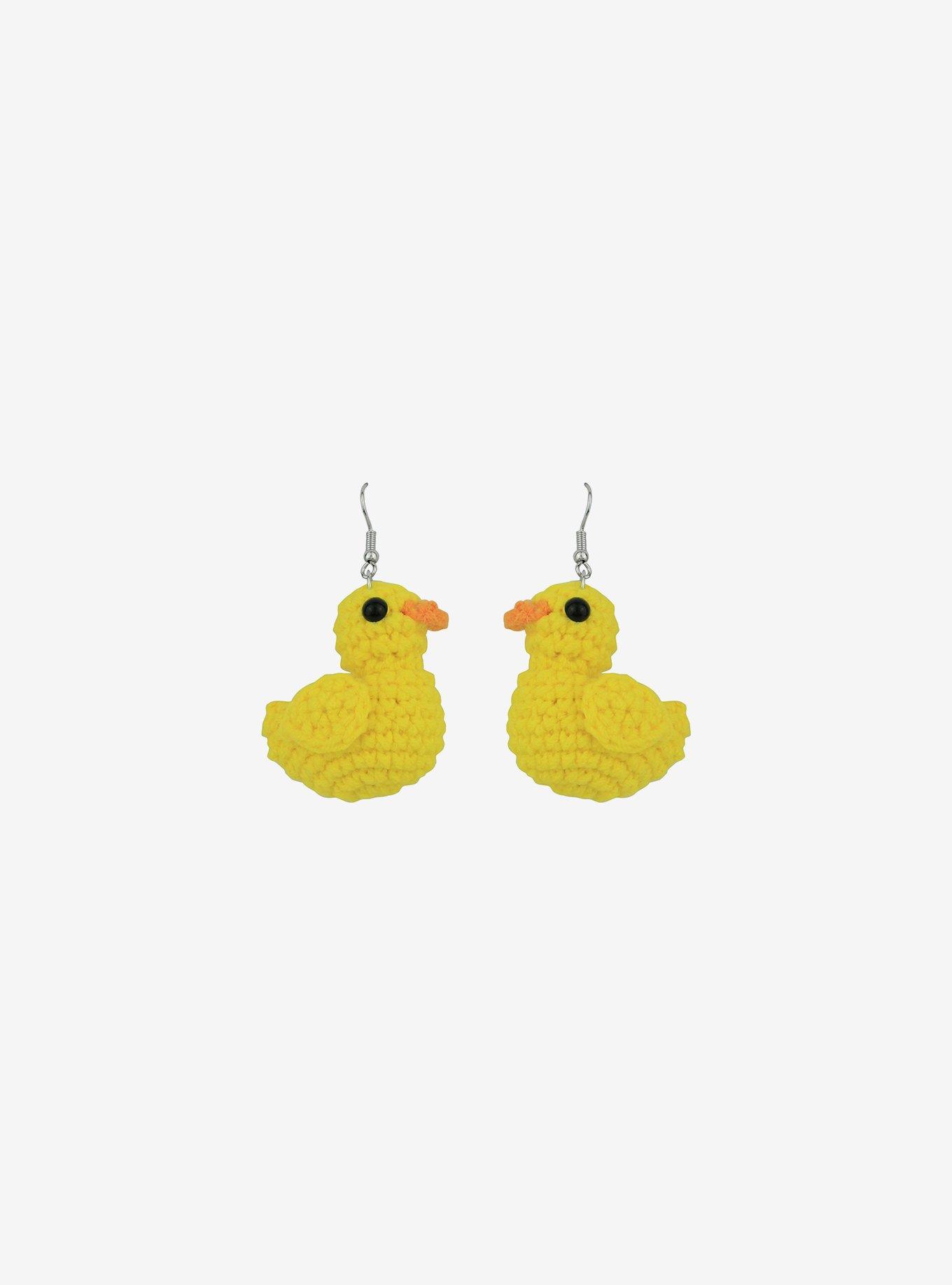 Rubber Duck Crochet Earrings, , alternate