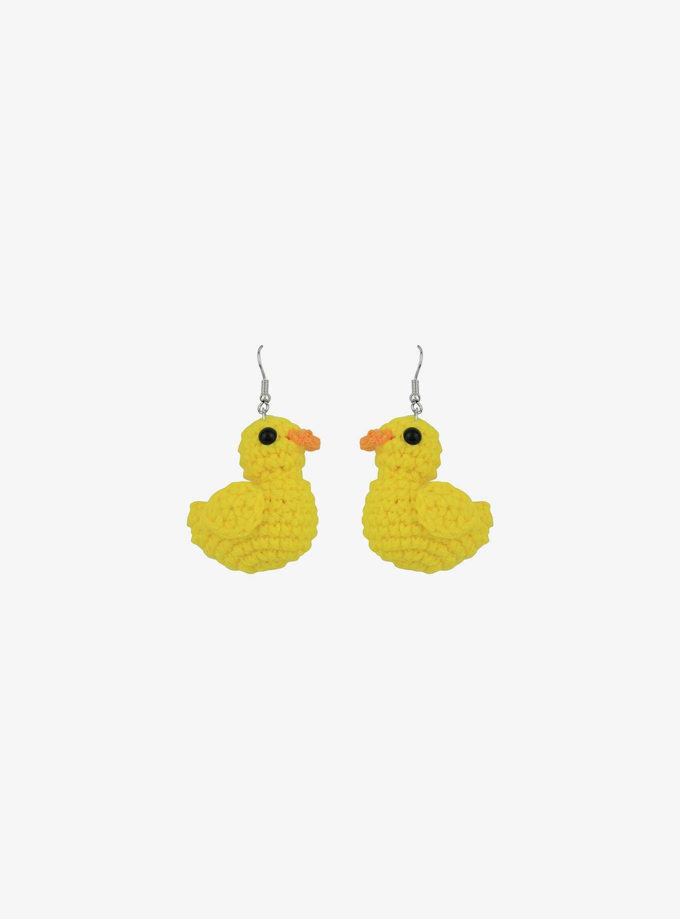 Rubber Duck Crochet Earrings, , hi-res