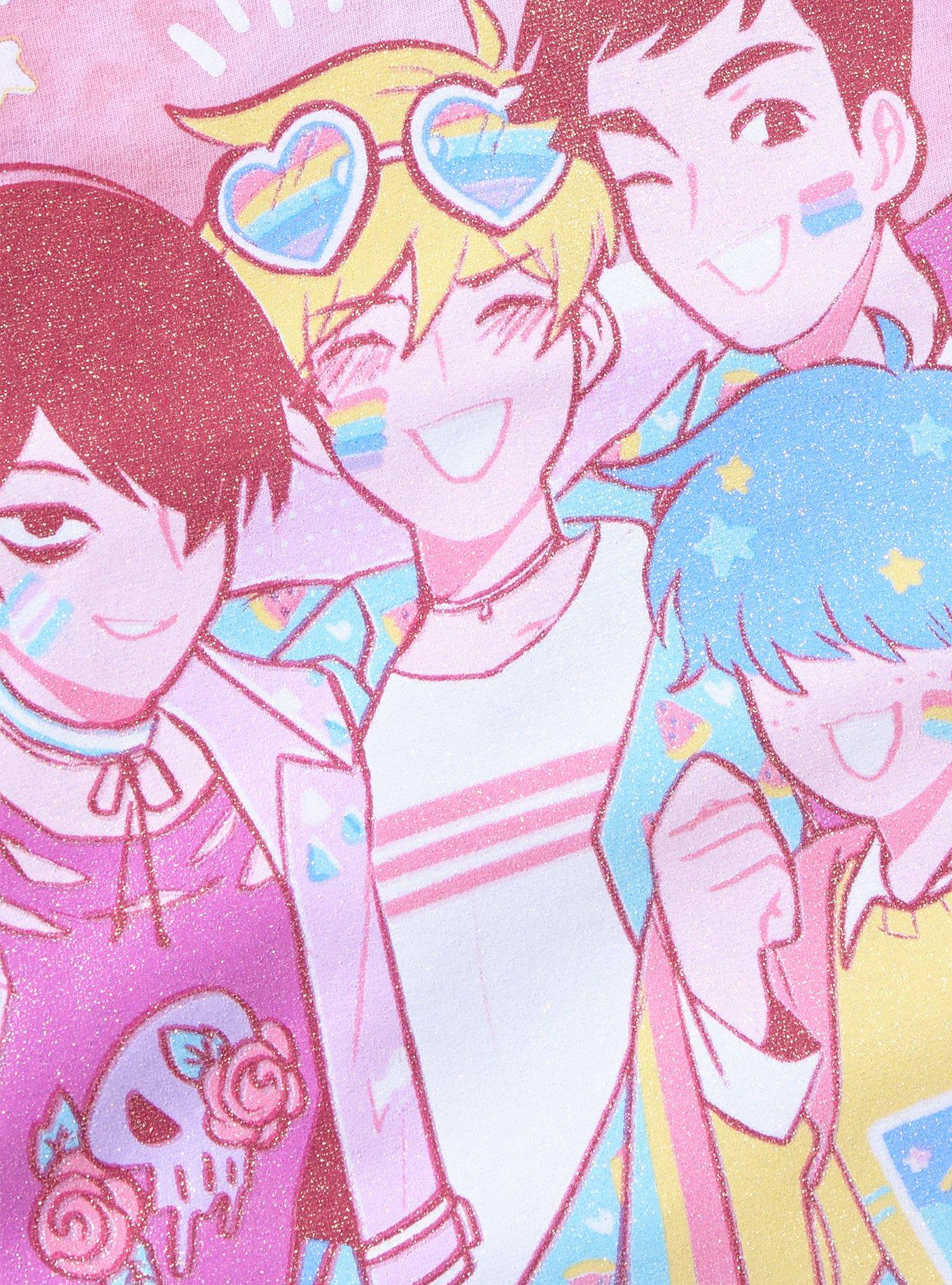 Boyfriends Group Glitter Tie-Dye Boyfriend Fit Girls T-Shirt, MULTI, alternate