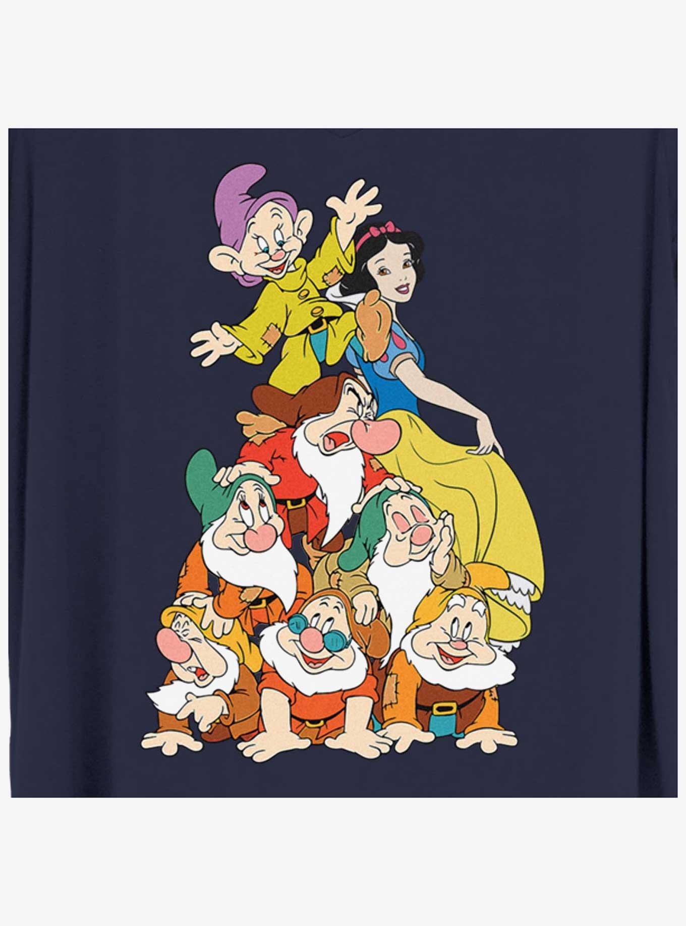 Disney Snow White and the Seven Dwarfs Squad Dwarf Stack Womens T-Shirt Plus Size, NAVY, alternate