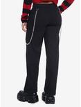 Black Side Chain Zipper Carpenter Pants, BLACK, alternate