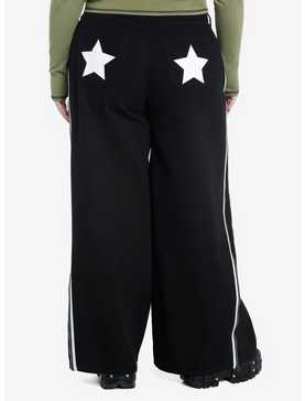 Social Collision Black & White Stripe Star Carpenter Pants Plus Size, , hi-res