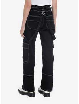 Black & White Contrast Stitch Suspender Carpenter Pants, , hi-res