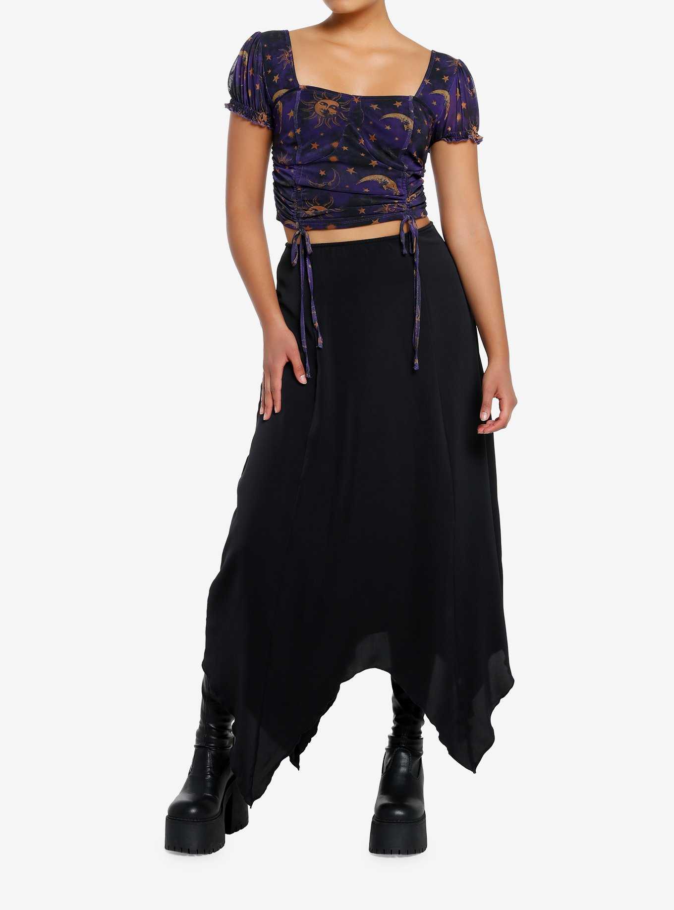 Cosmic Aura Celestial Ruched Girls Crop Top, , hi-res