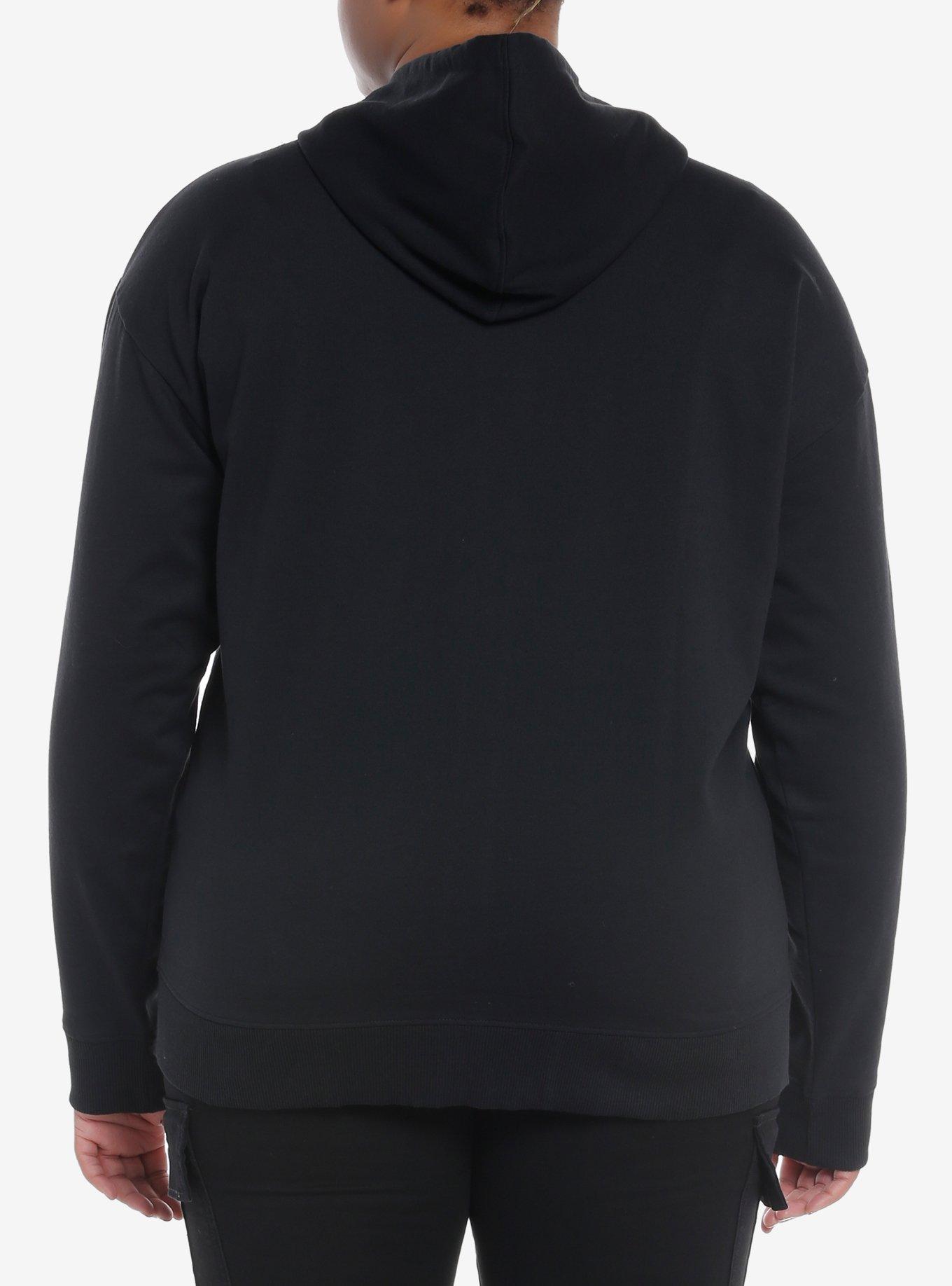 Black & Rhinestone Stars Girls Hoodie Plus Size, , alternate