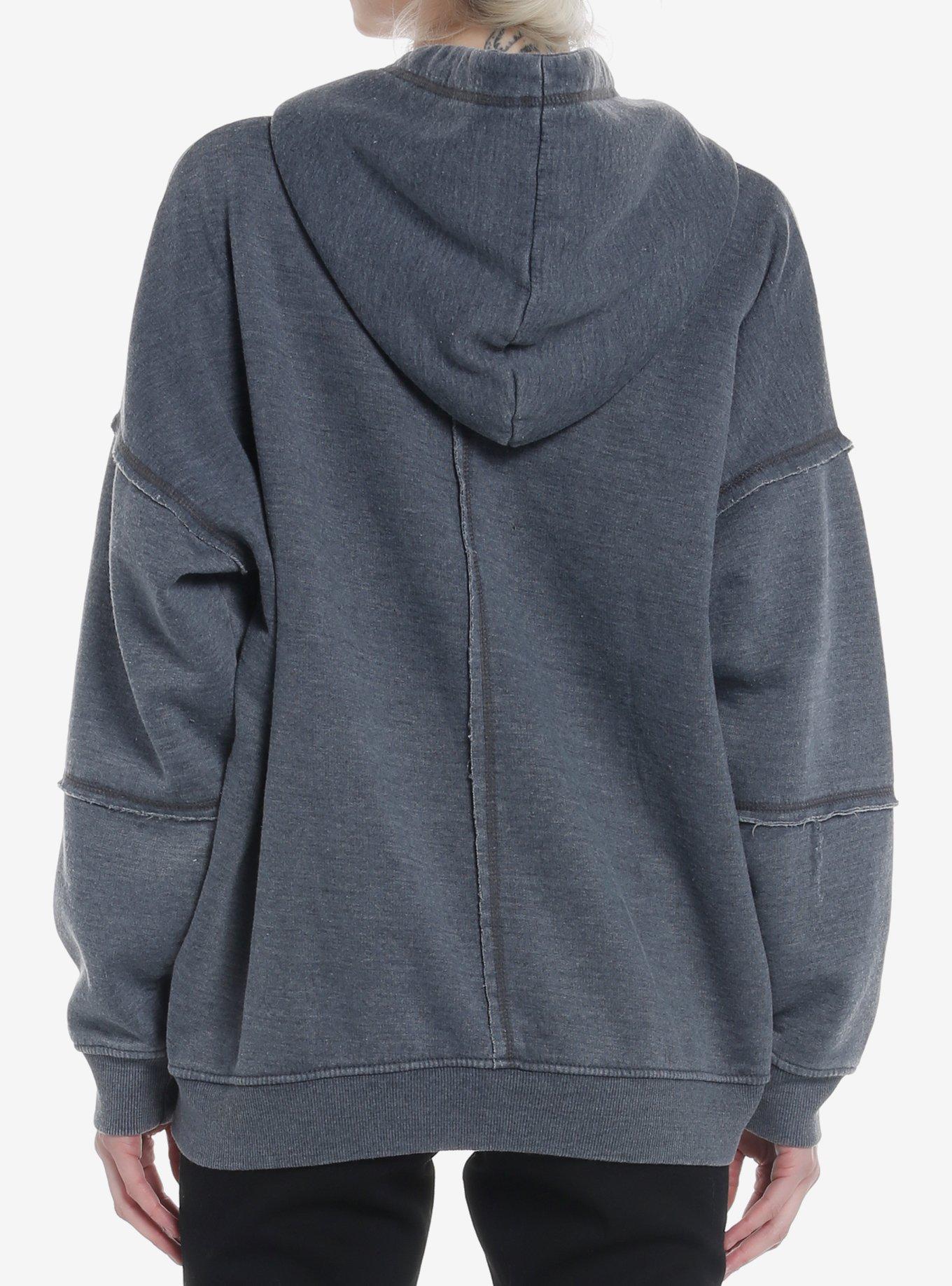 Grey Bat Skeleton Stitched Girls Hoodie, , alternate