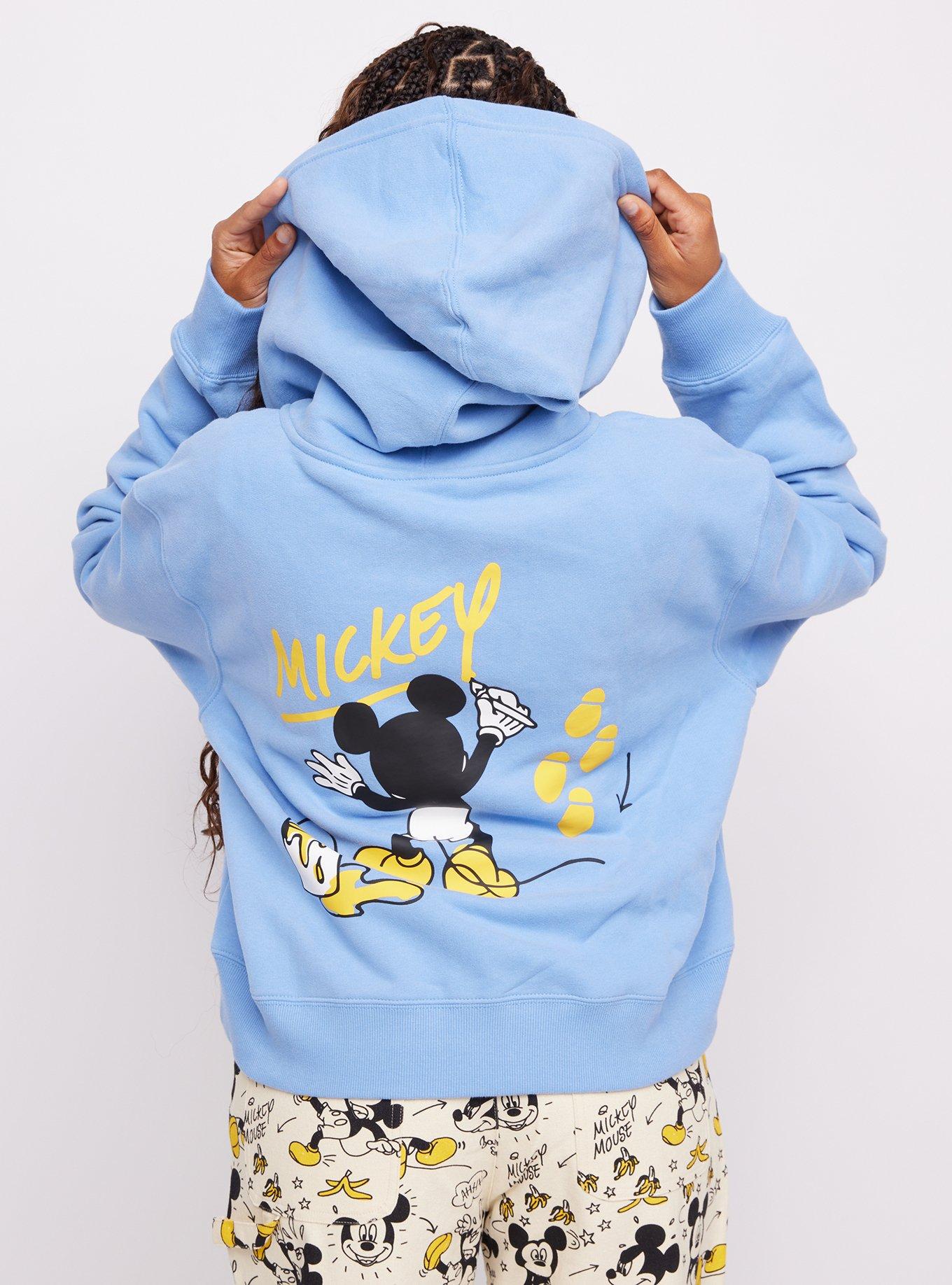 Samii Ryan Disney Mickey Mouse Paint Cropped Zippered Hoodie, LIGHT BLUE, alternate