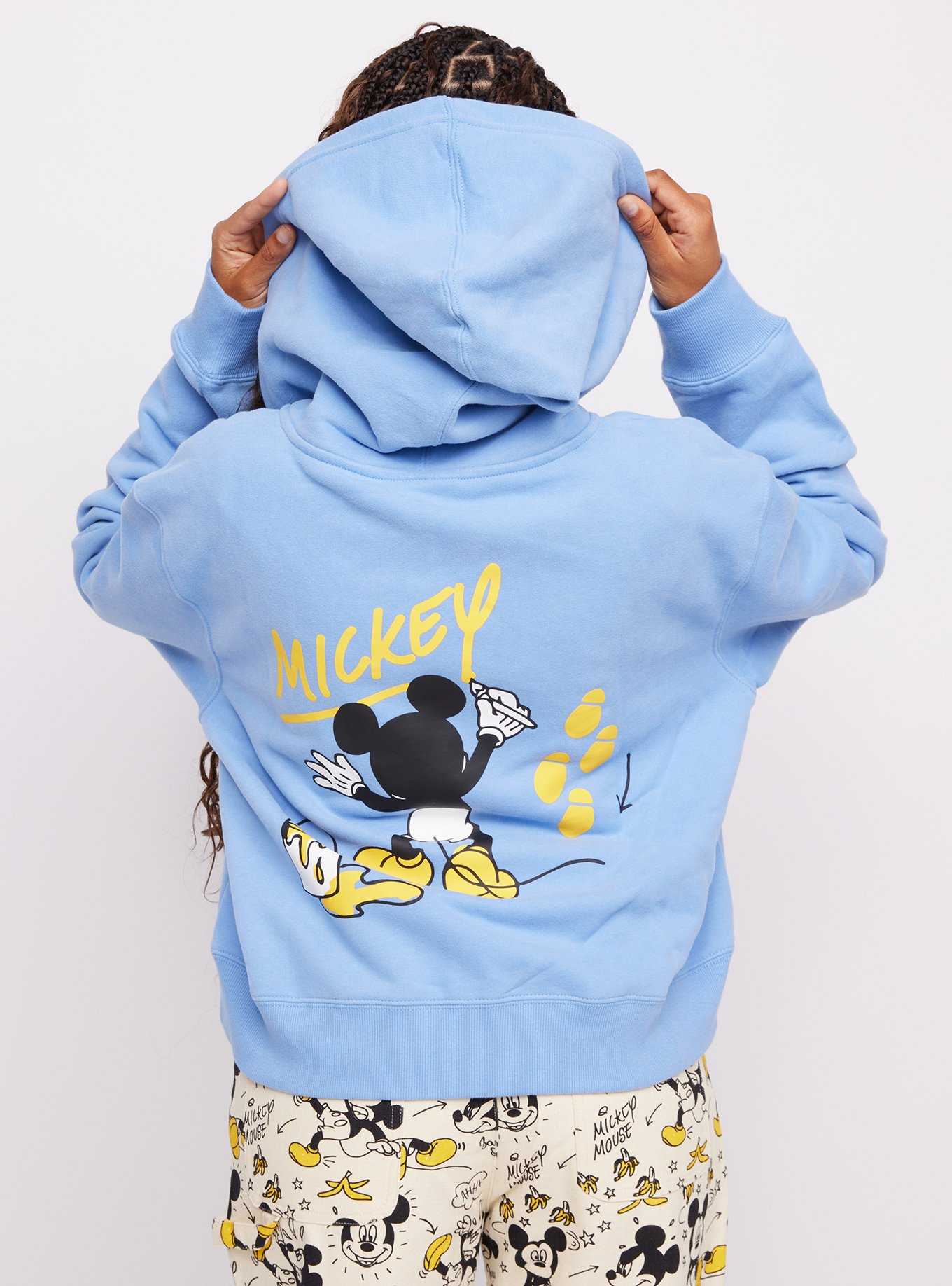 Samii Ryan Disney Mickey Mouse Paint Cropped Zippered Hoodie, , hi-res