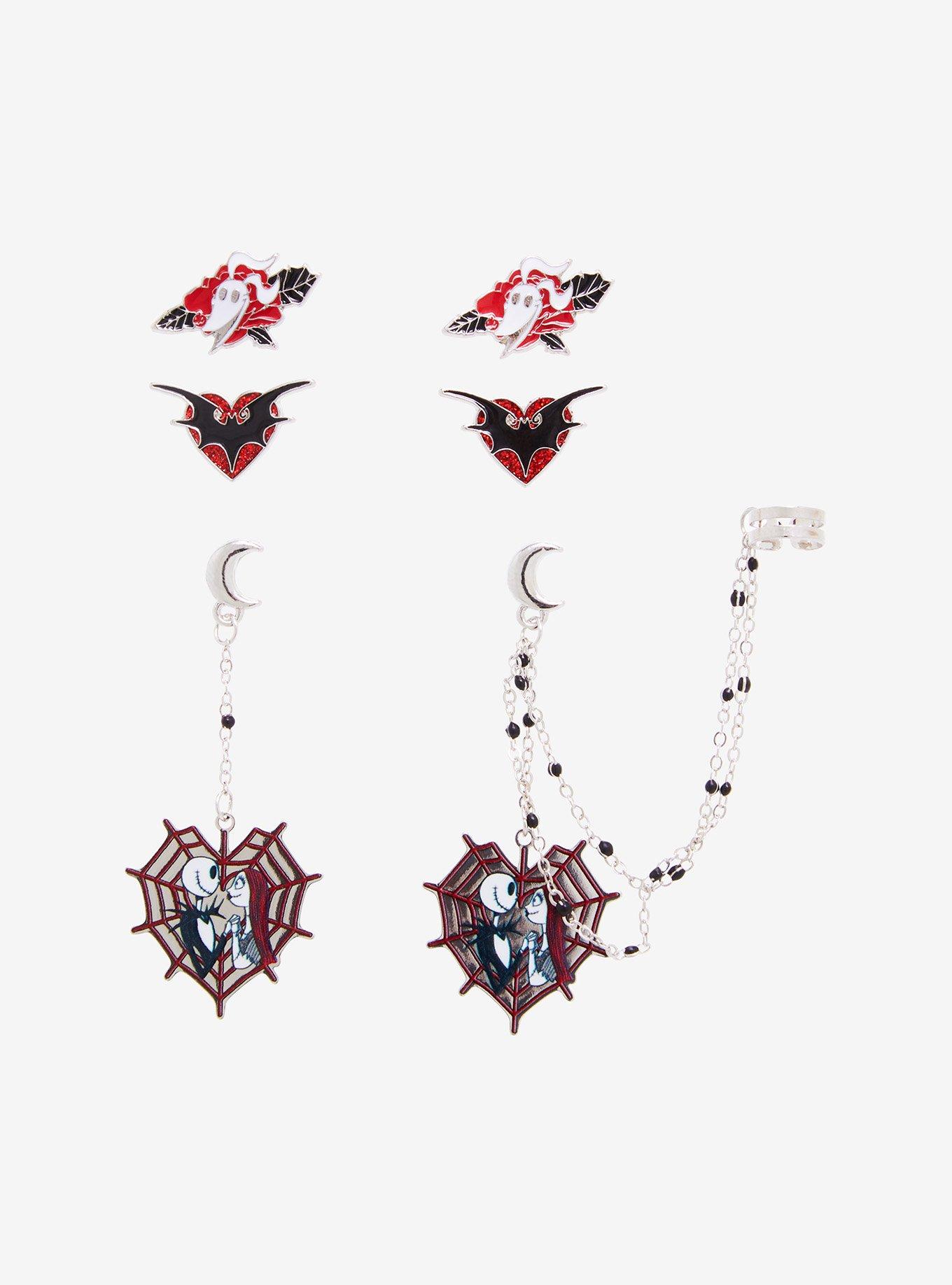 The Nightmare Before Christmas Heart Spiderweb Earring Set, , hi-res