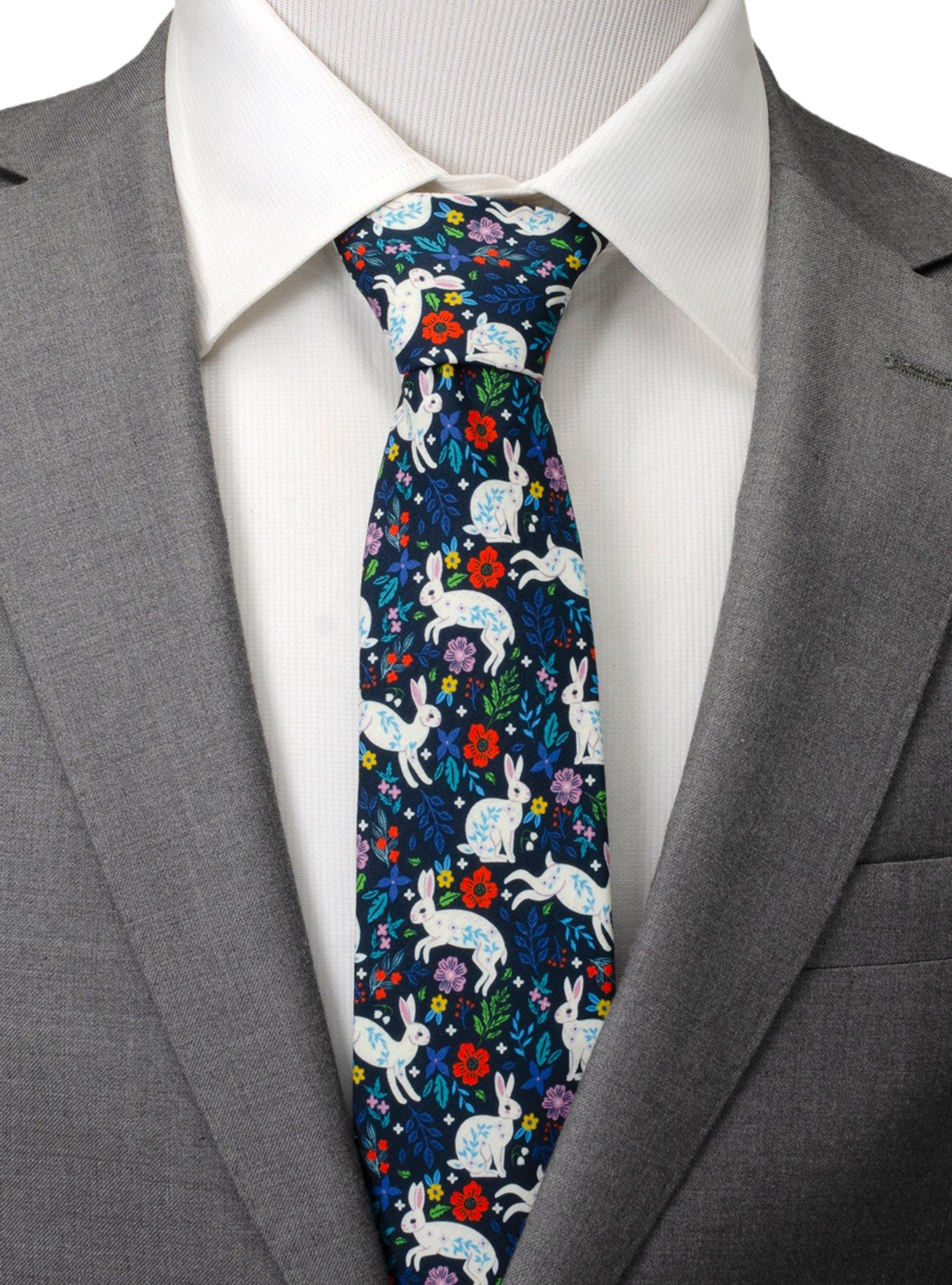 Floral Rabbit Men's Tie, , alternate