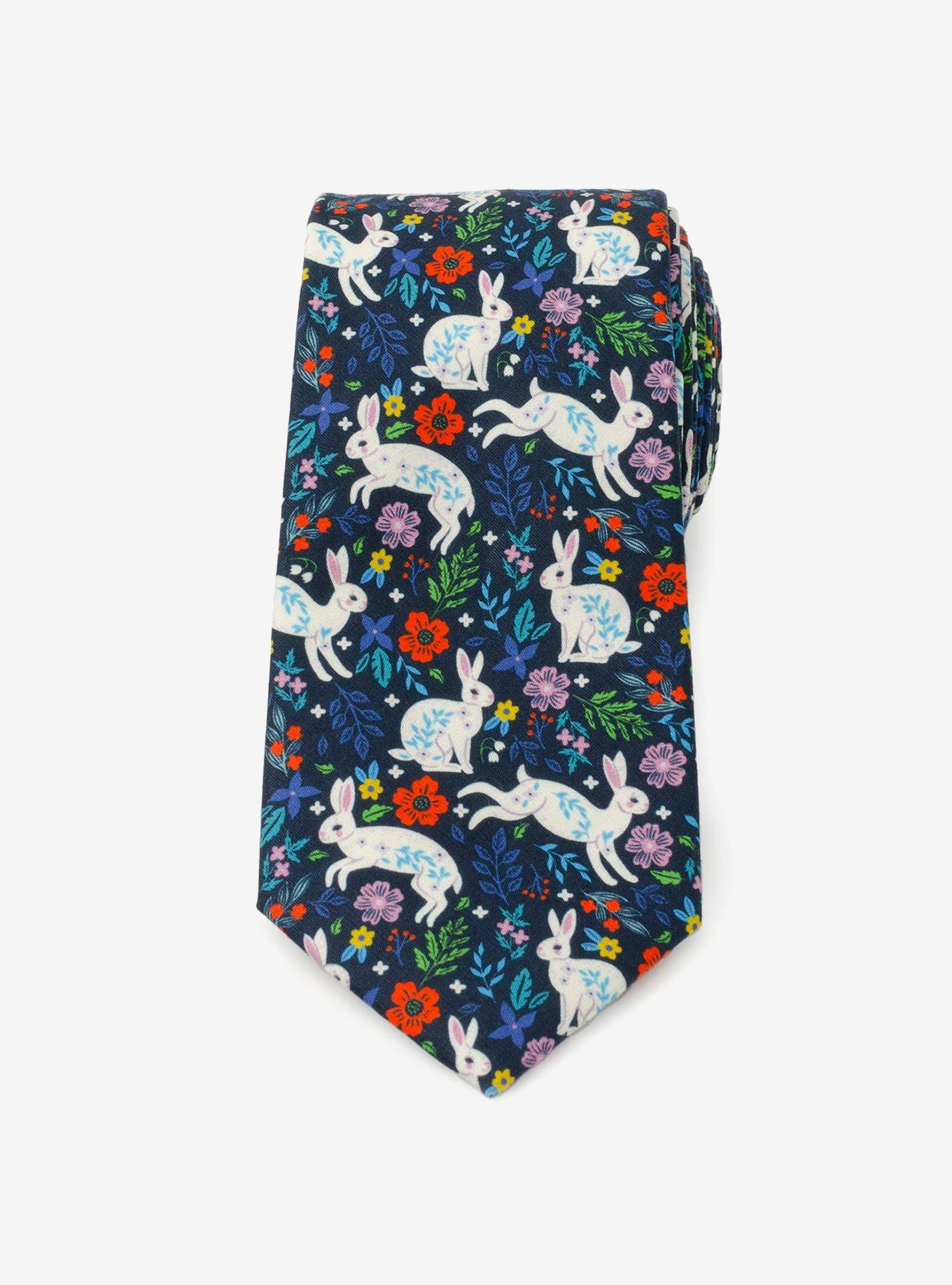 Floral Rabbit Men's Tie, , alternate