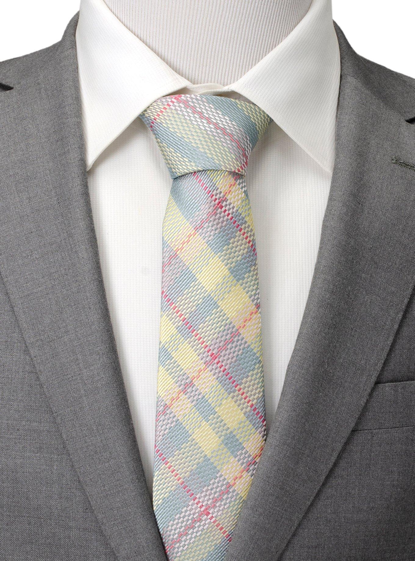 Pastel Plaid Men's Tie, , alternate