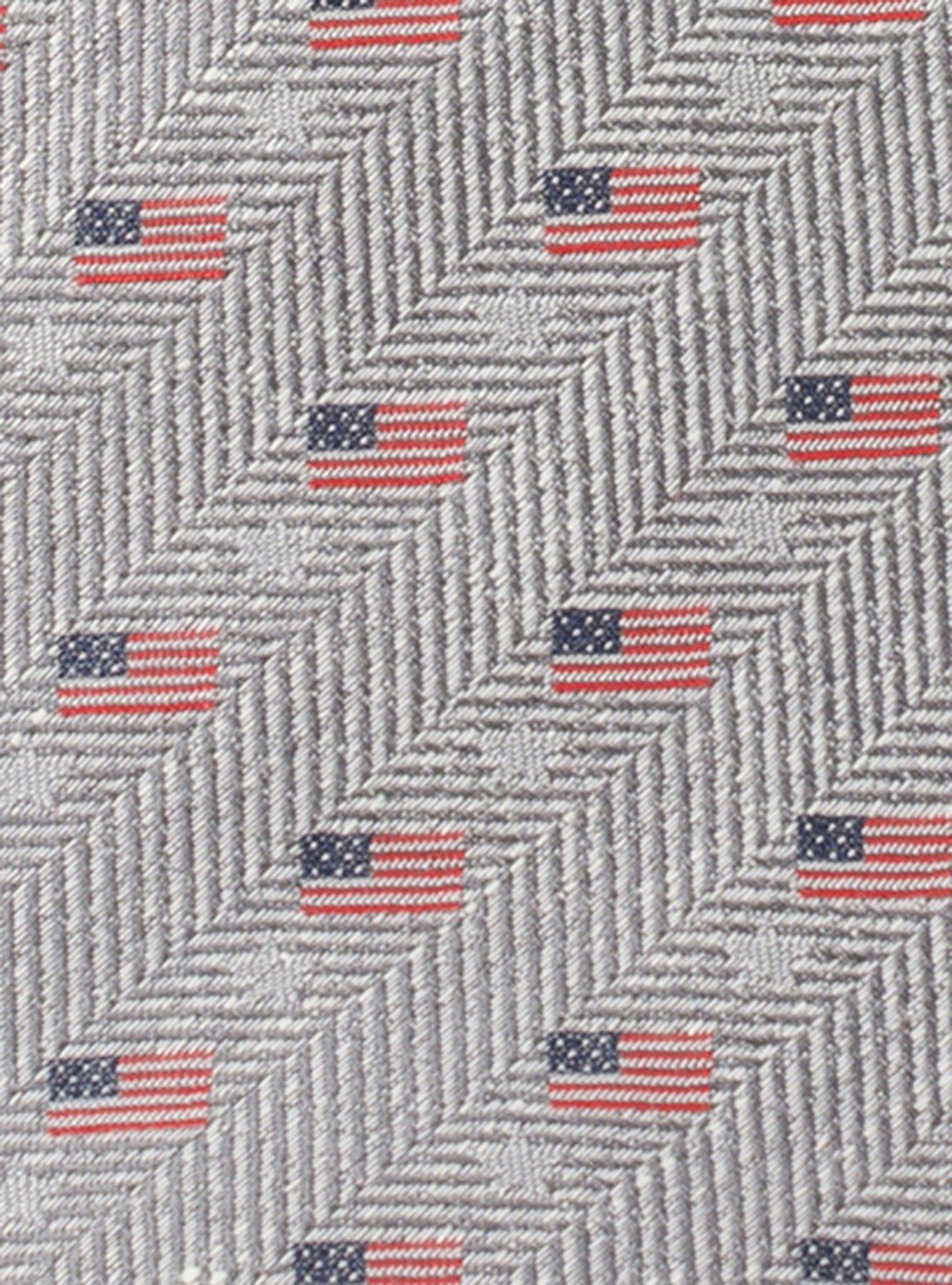 American Flag Grey Men's Tie, , alternate