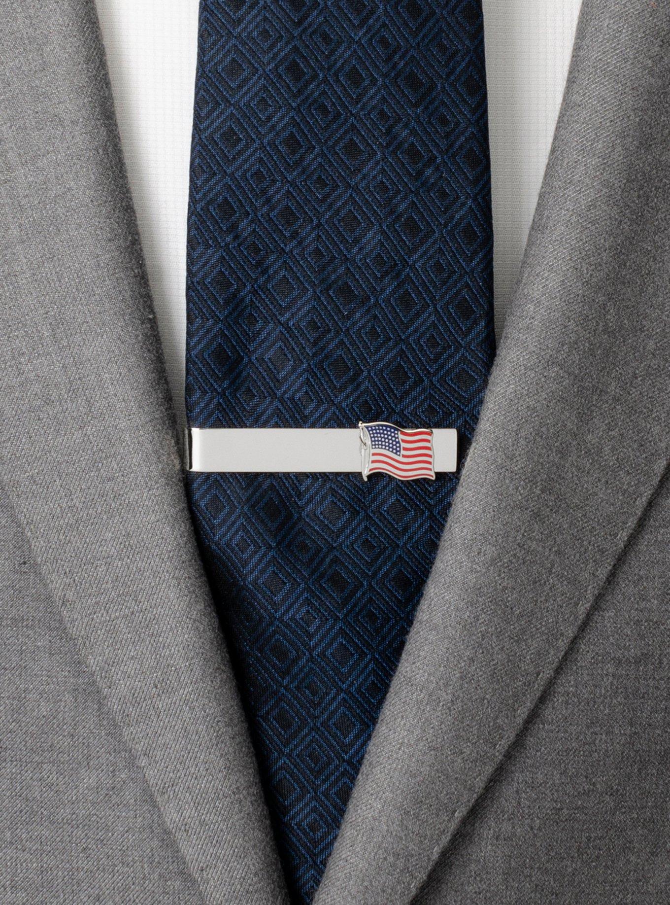 Waving American Flag Tie Bar, , hi-res