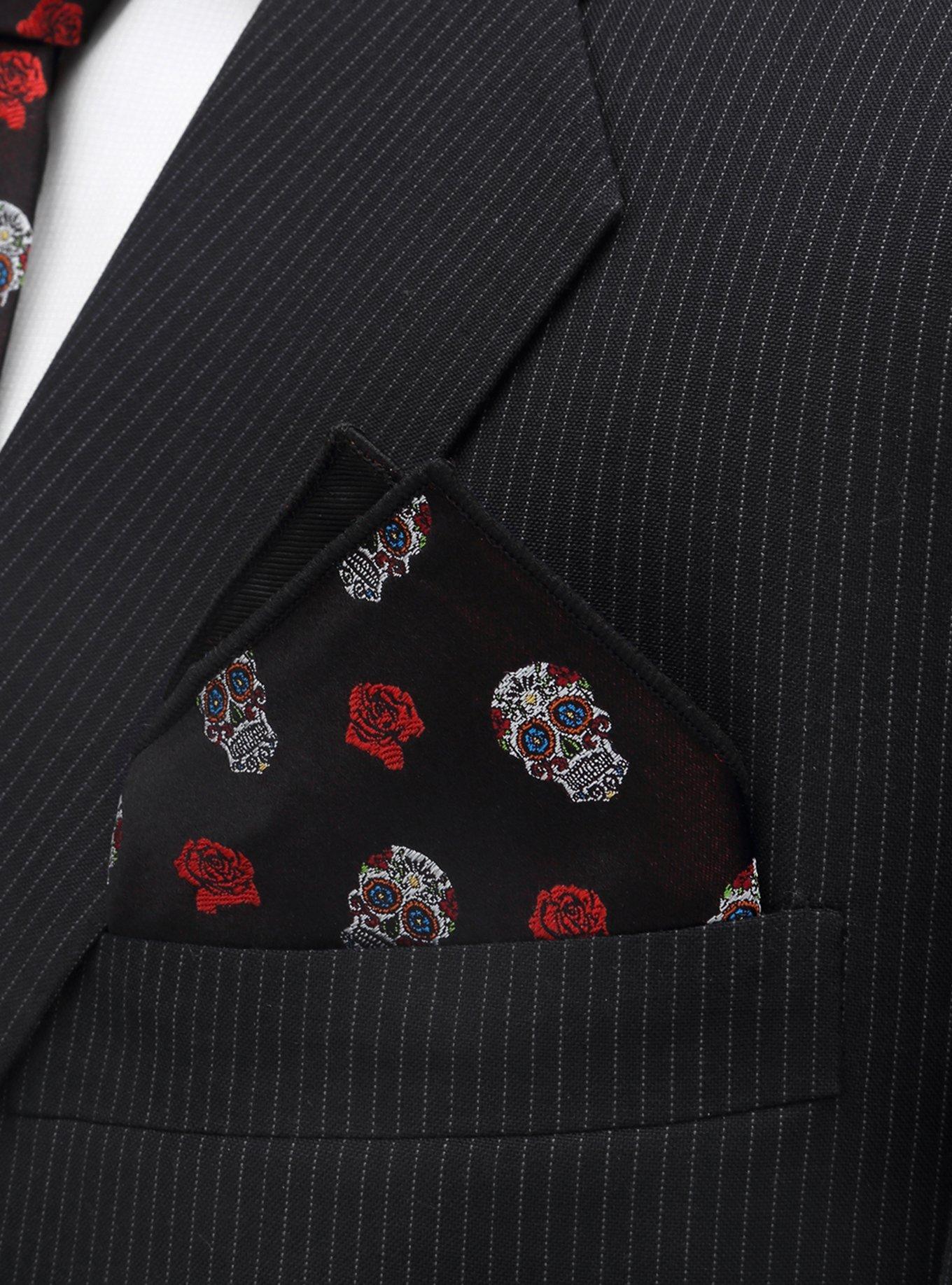 Day of the Dead Sugar Skull Pocket Square, , hi-res