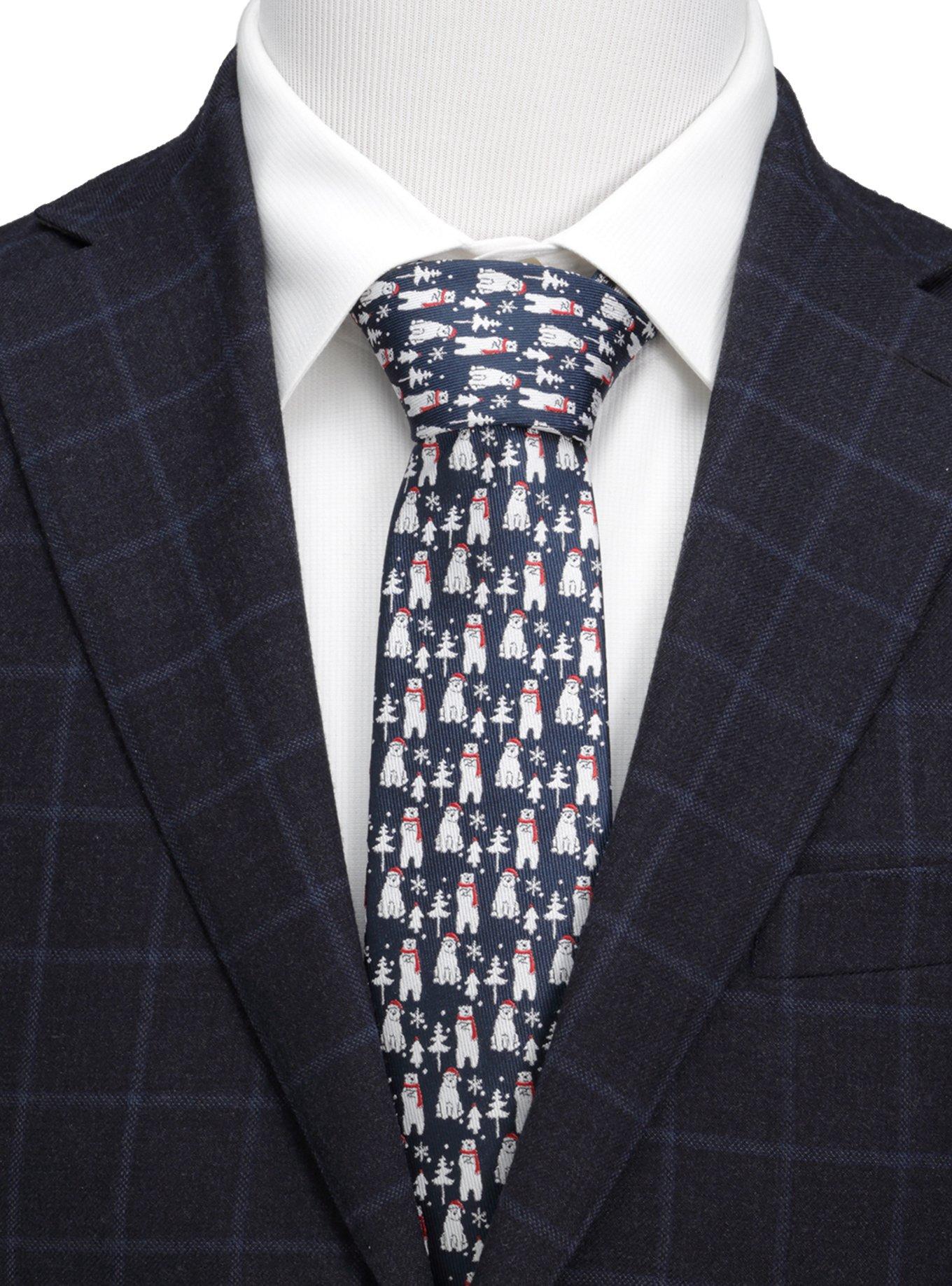 Polar Bear Blue Men's Tie, , alternate