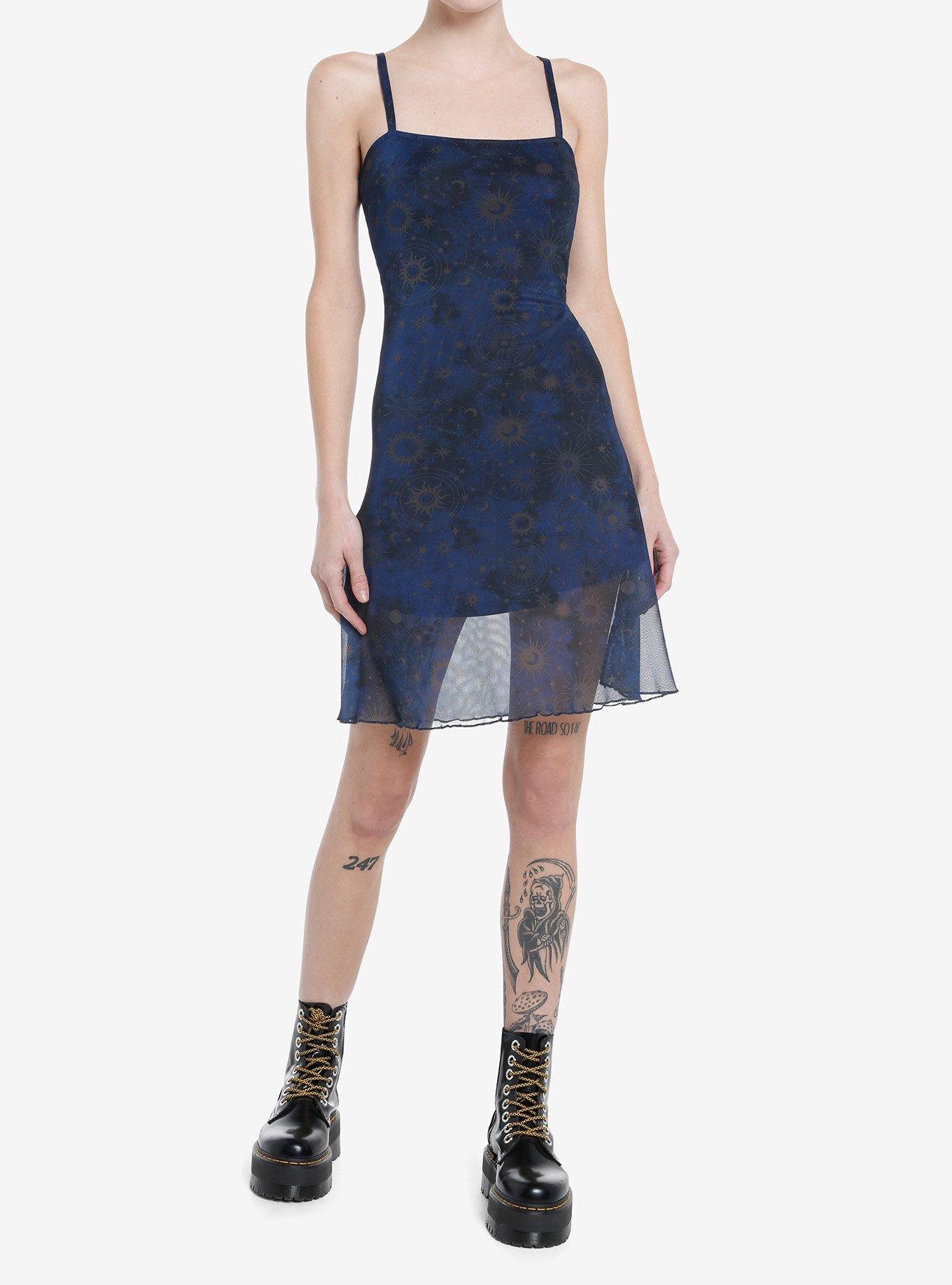 Cosmic Aura Celestial Ruched Cami Dress, BROWN, alternate