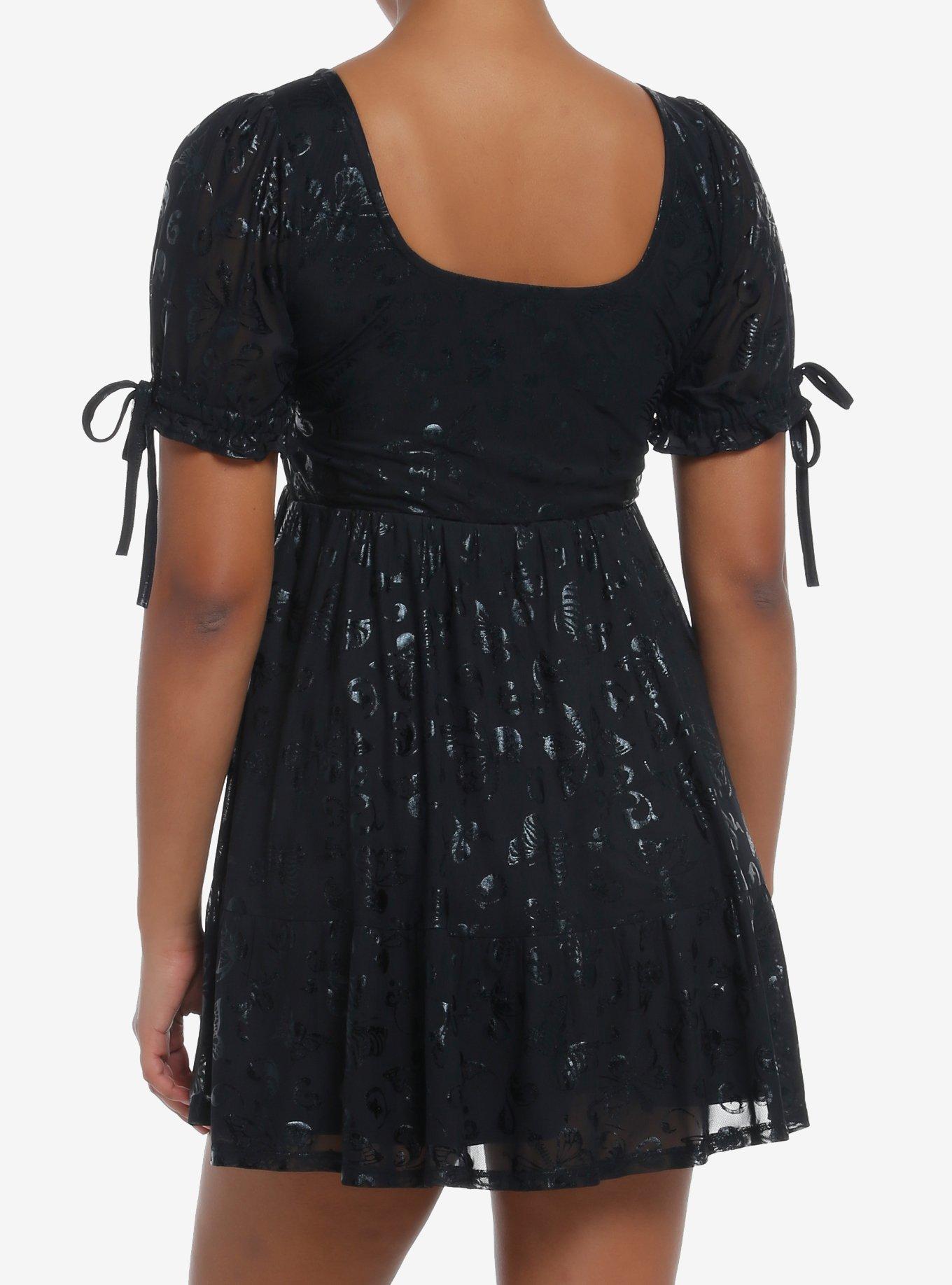 Cosmic Aura Skeleton Butterfly Lace-Up Dress, GREY, alternate