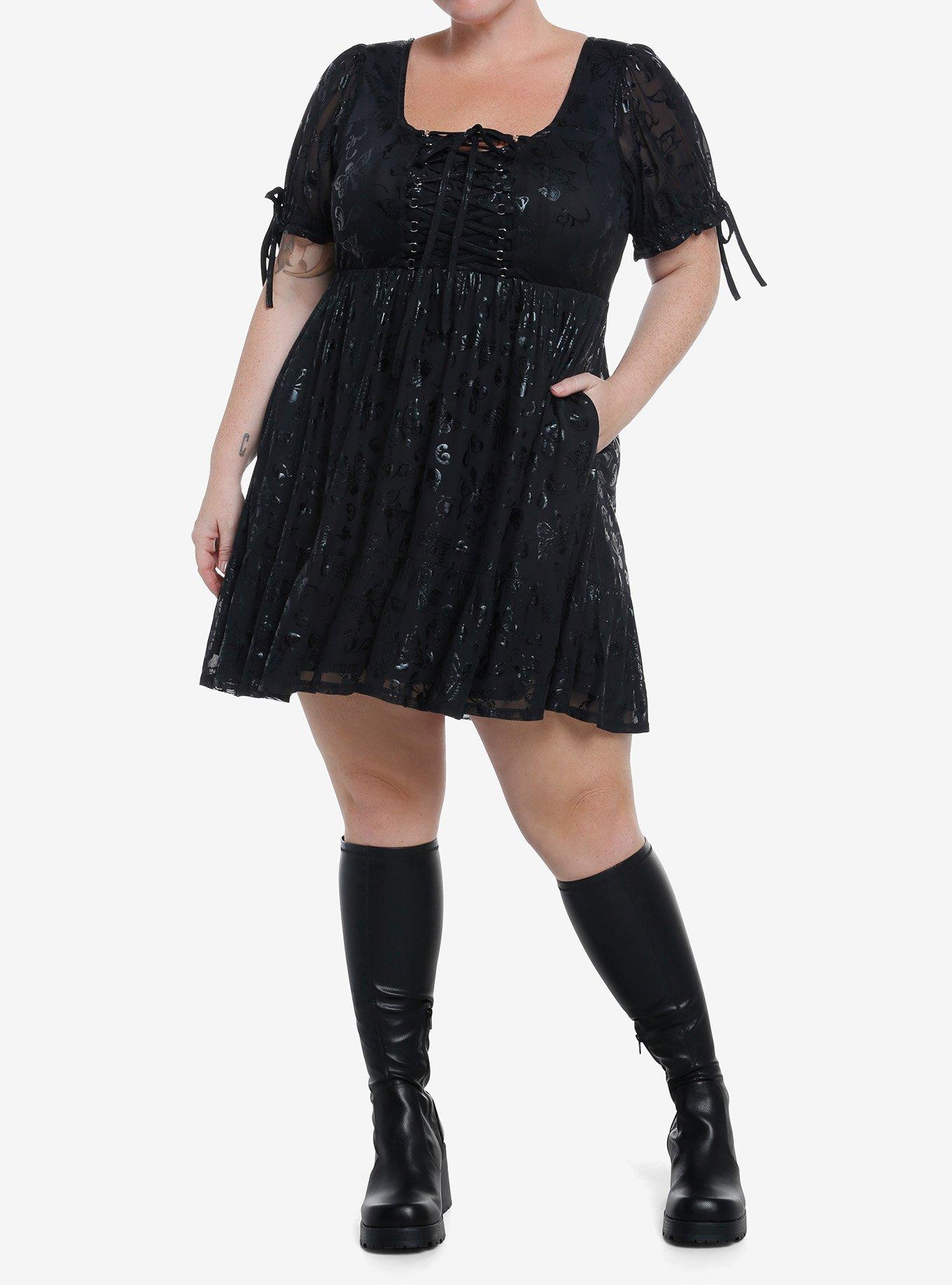 Cosmic Aura Skeleton Butterfly Lace-Up Dress Plus Size, , hi-res
