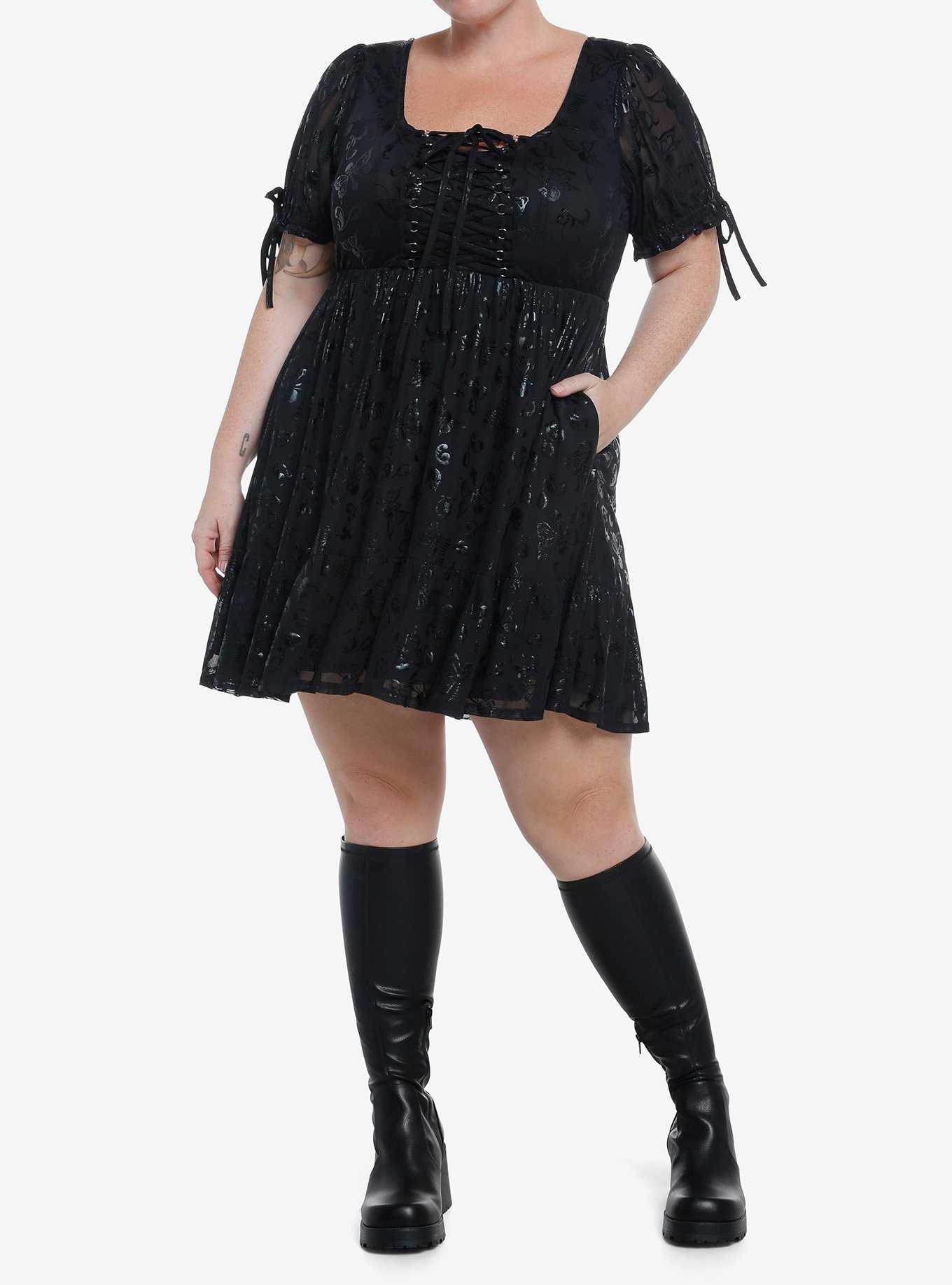 Cosmic Aura Skeleton Butterfly Lace-Up Dress Plus Size, , hi-res
