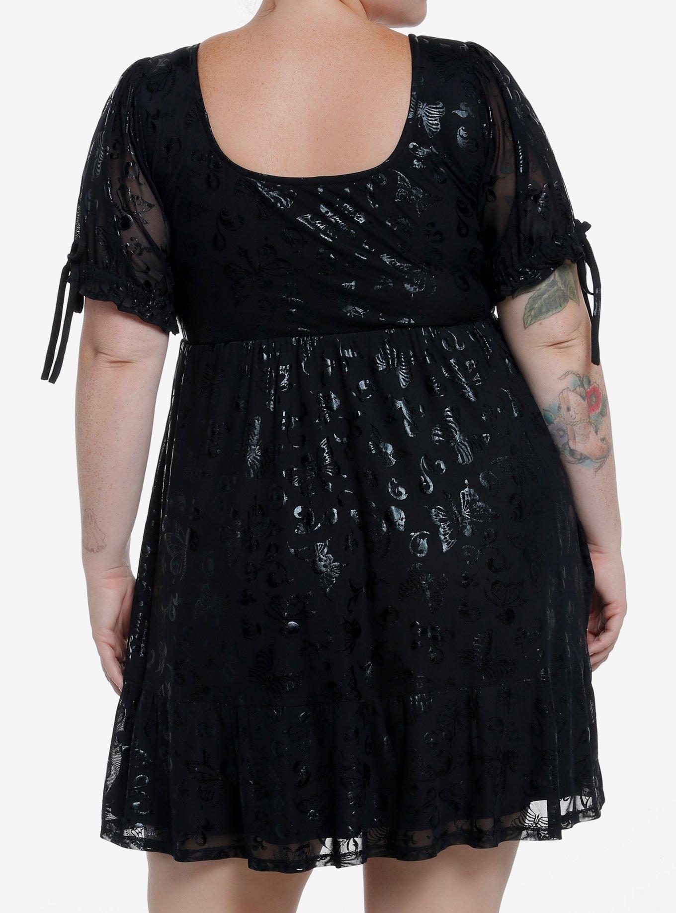 Cosmic Aura Skeleton Butterfly Lace-Up Dress Plus Size, GREY, alternate