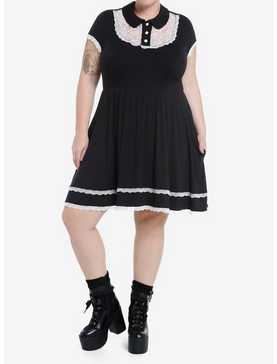 Sweet Society Black & White Lace Bib Babydoll Dress Plus Size, , hi-res