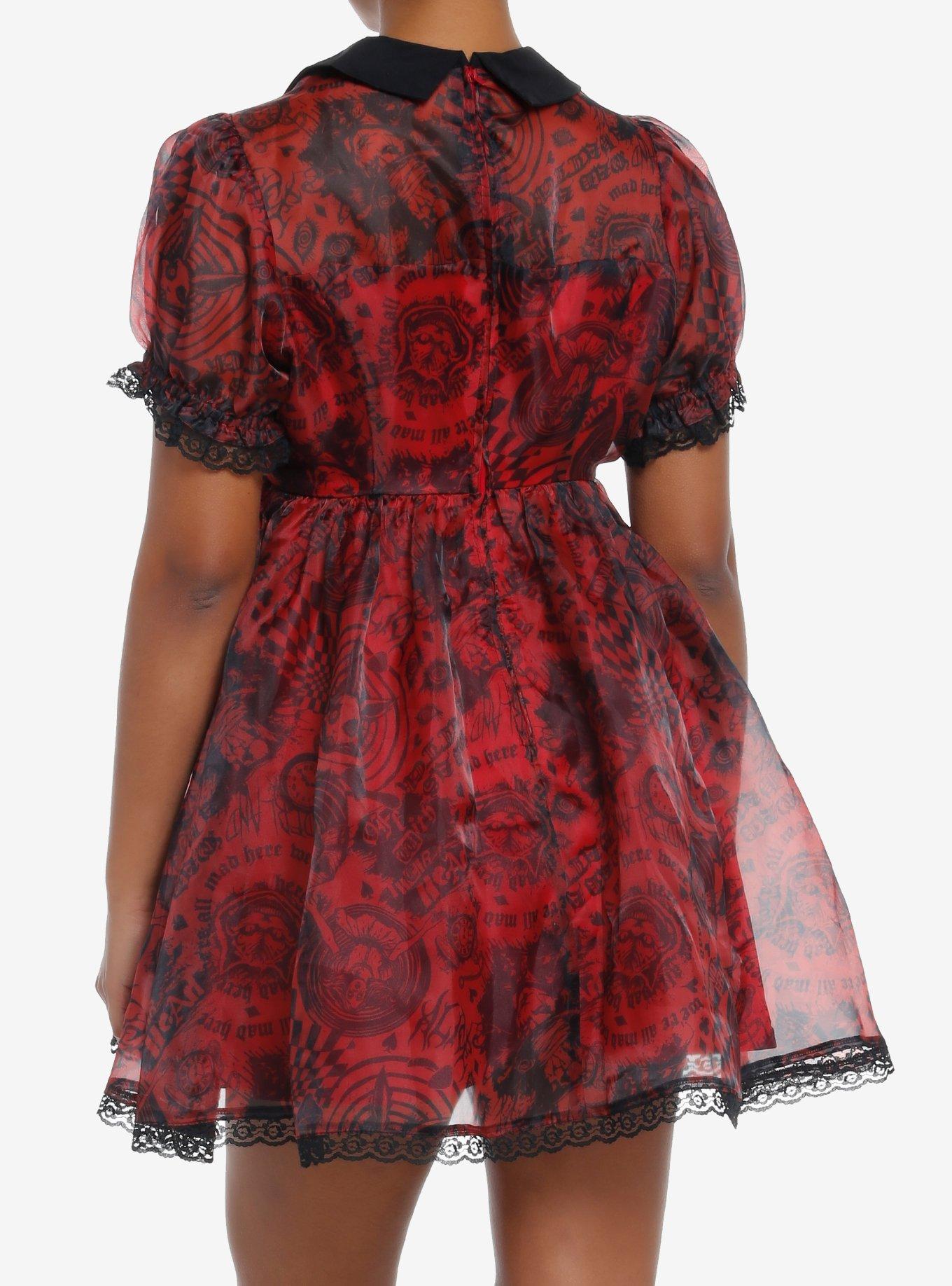 Social Collision Through The Looking Glass Organza Dress, RED, alternate
