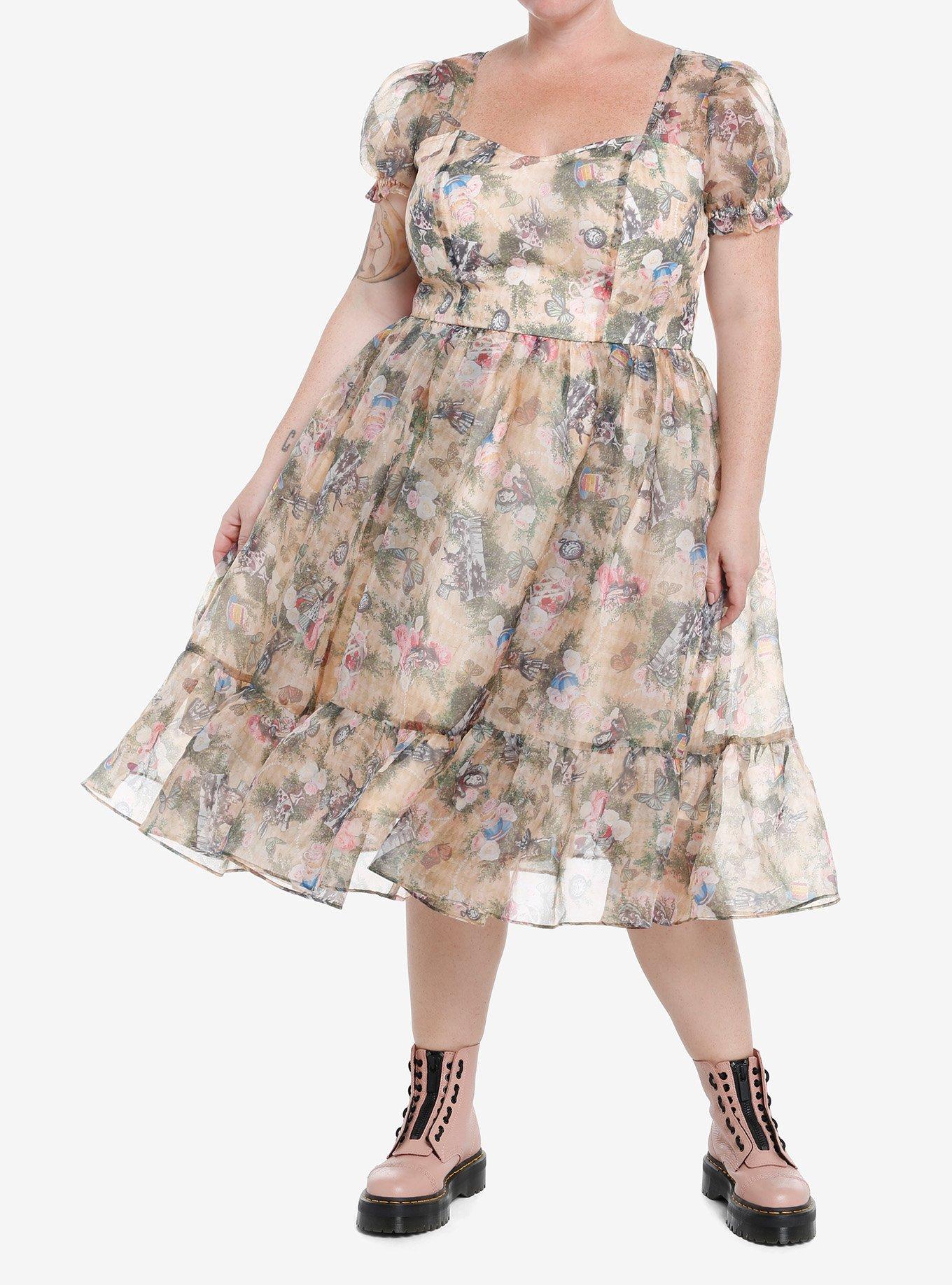 Thorn & Fable Through The Looking Glass Tea Party Organza Maxi Dress Plus Size, PINK, alternate