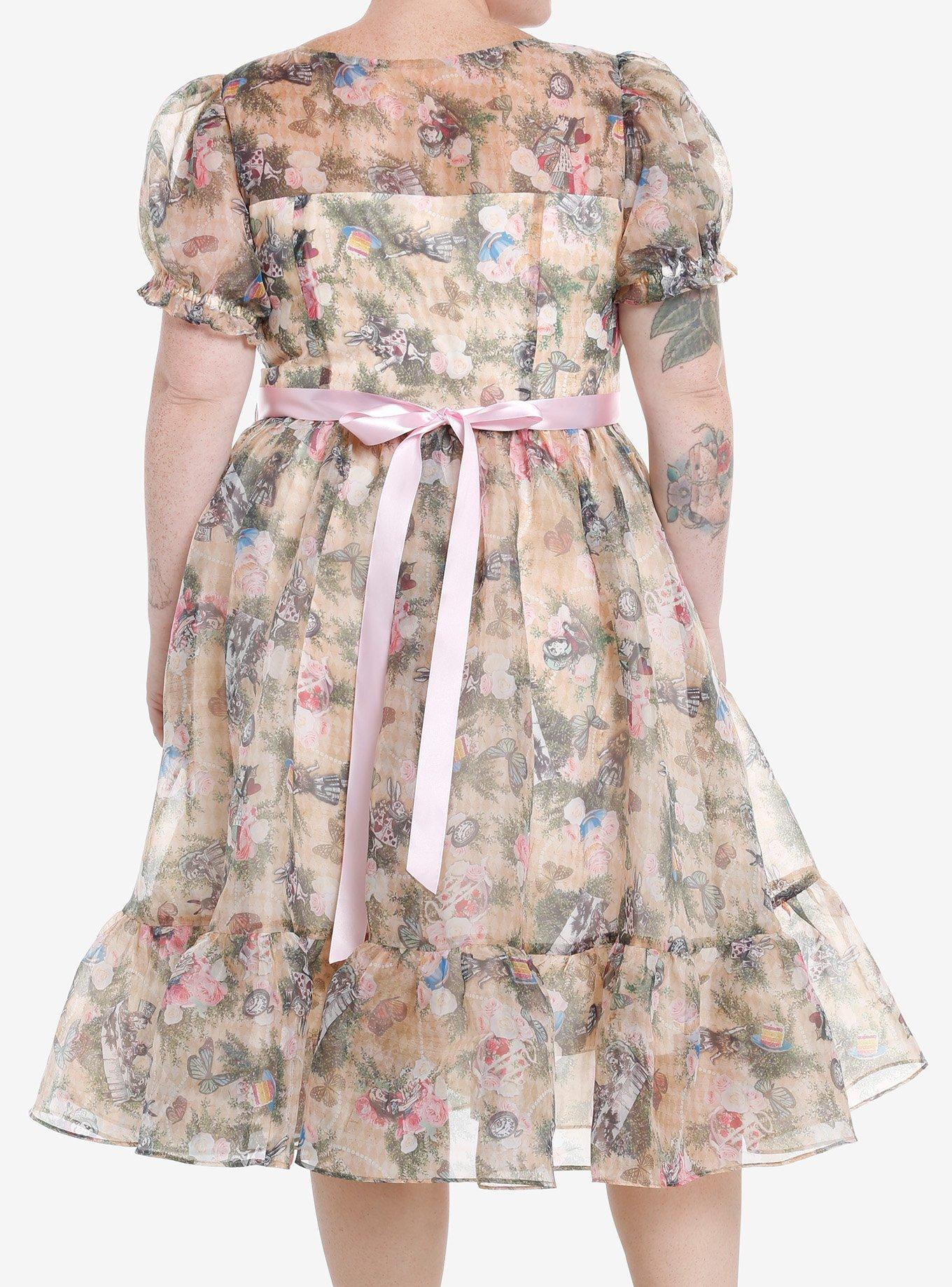 Thorn & Fable Through The Looking Glass Tea Party Organza Maxi Dress Plus Size, PINK, alternate