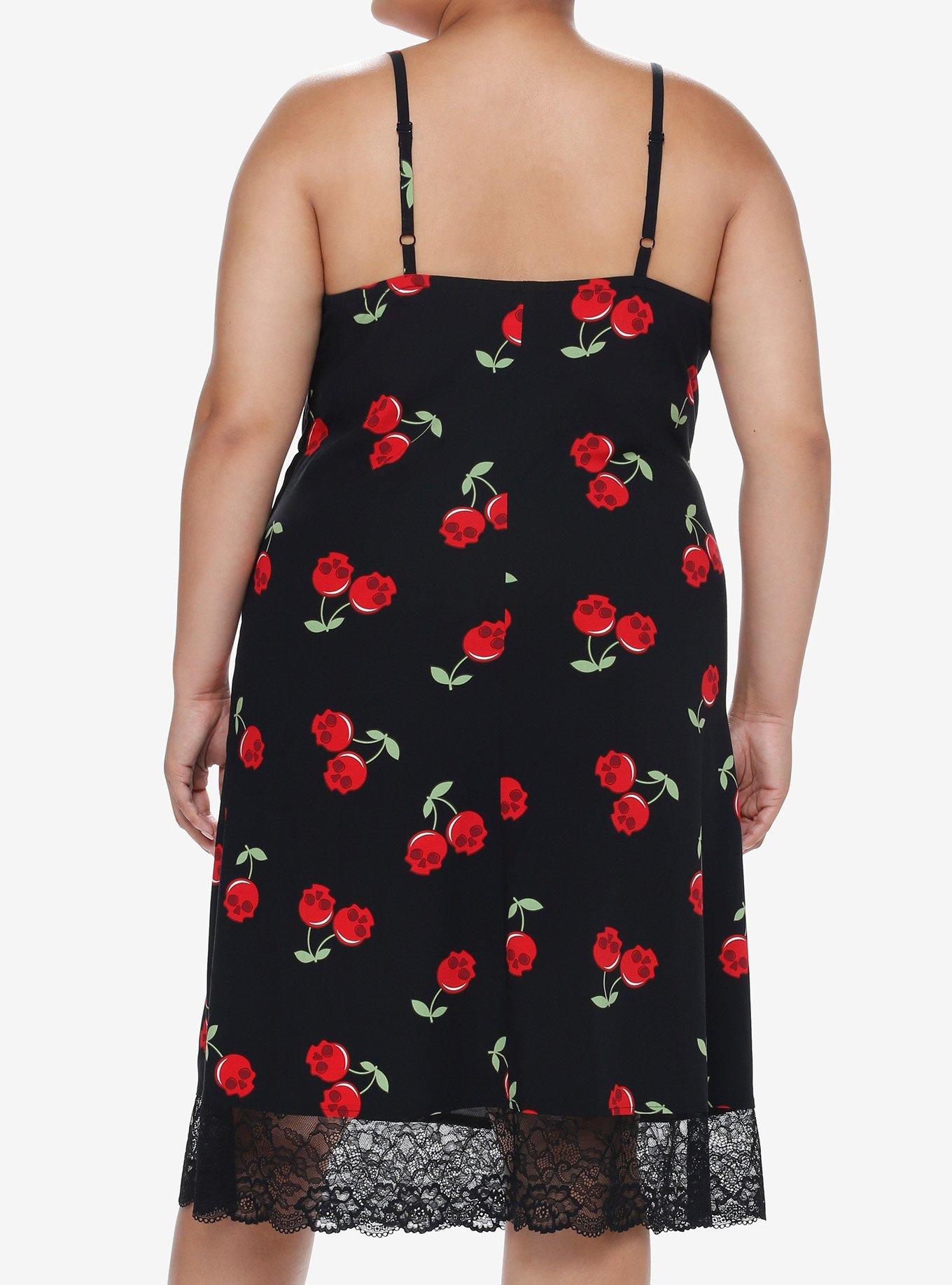 Social Collision Cherry Skull Slip Dress Plus Size, RED, alternate