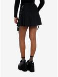 Social Collision Black Pleated Grommet Suspender Skirt, BLACK, alternate