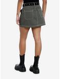 Social Collision Green & Brown Plaid Buckle Mini Skirt, BLACK, alternate