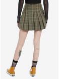 Social Collision Green & Brown Plaid Buckle Mini Skirt, BROWN, alternate