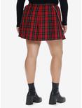 Social Collision Red Plaid Side Chain Pleated Skirt Plus Size, BLACK, alternate