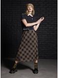 Social Collision Black & Brown Plaid Midi Skirt, BROWN, alternate