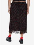 Social Collision Skull Cherry Midi Skirt Plus Size, RED, alternate