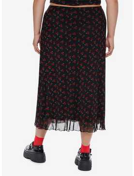 Social Collision Skull Cherry Midi Skirt Plus Size, , hi-res