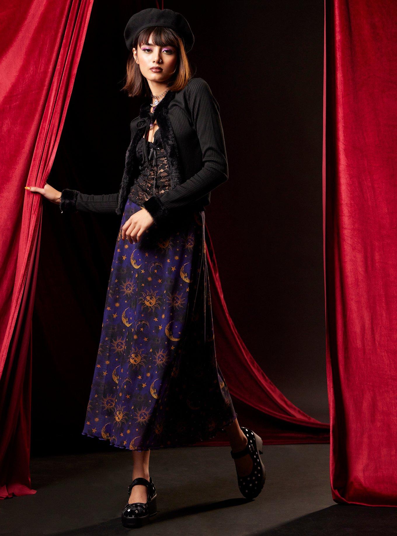 Cosmic Aura Celestial Mesh Midi Skirt