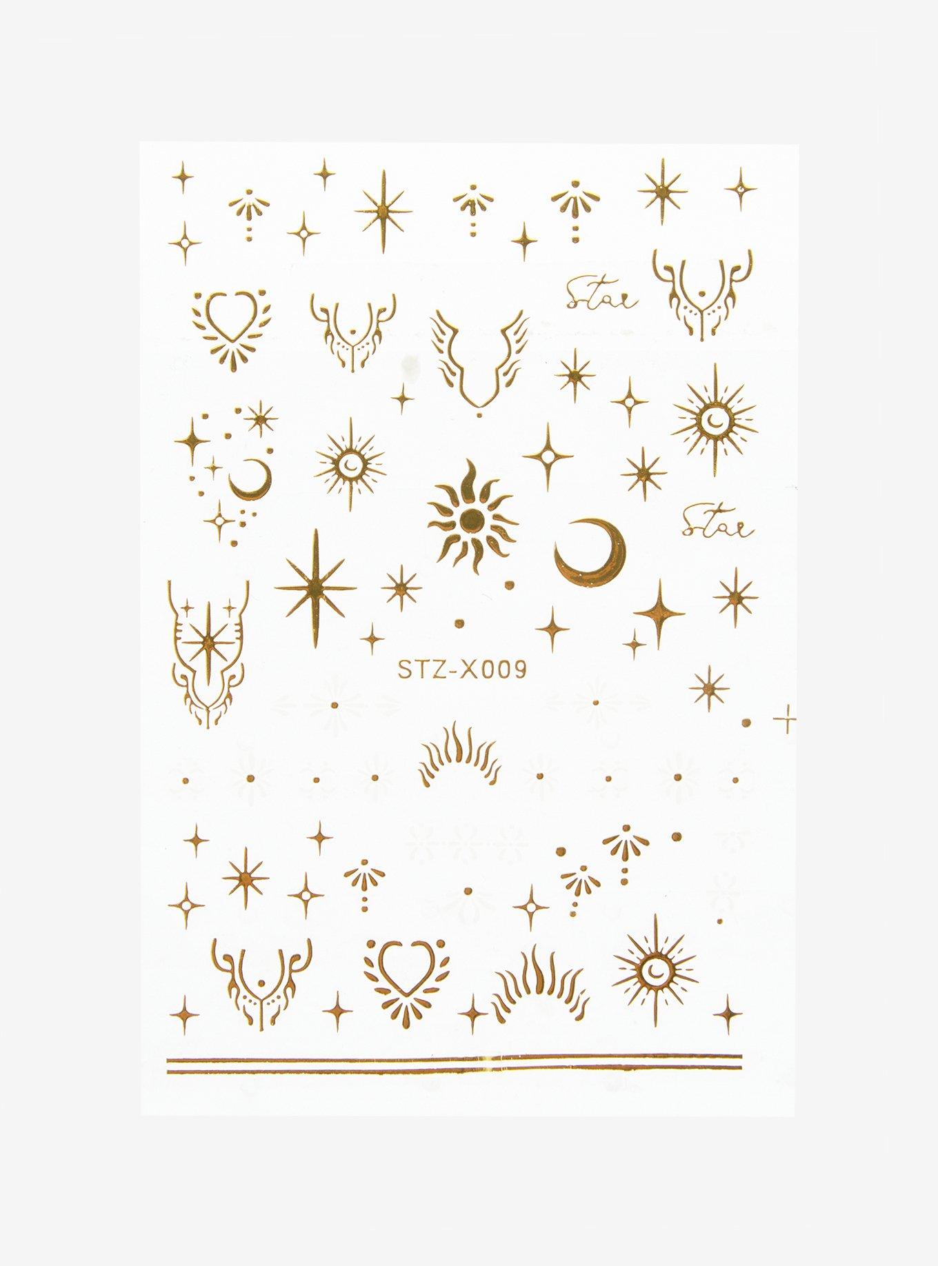 Gold Celestial Nail Sticker Sheet, , alternate