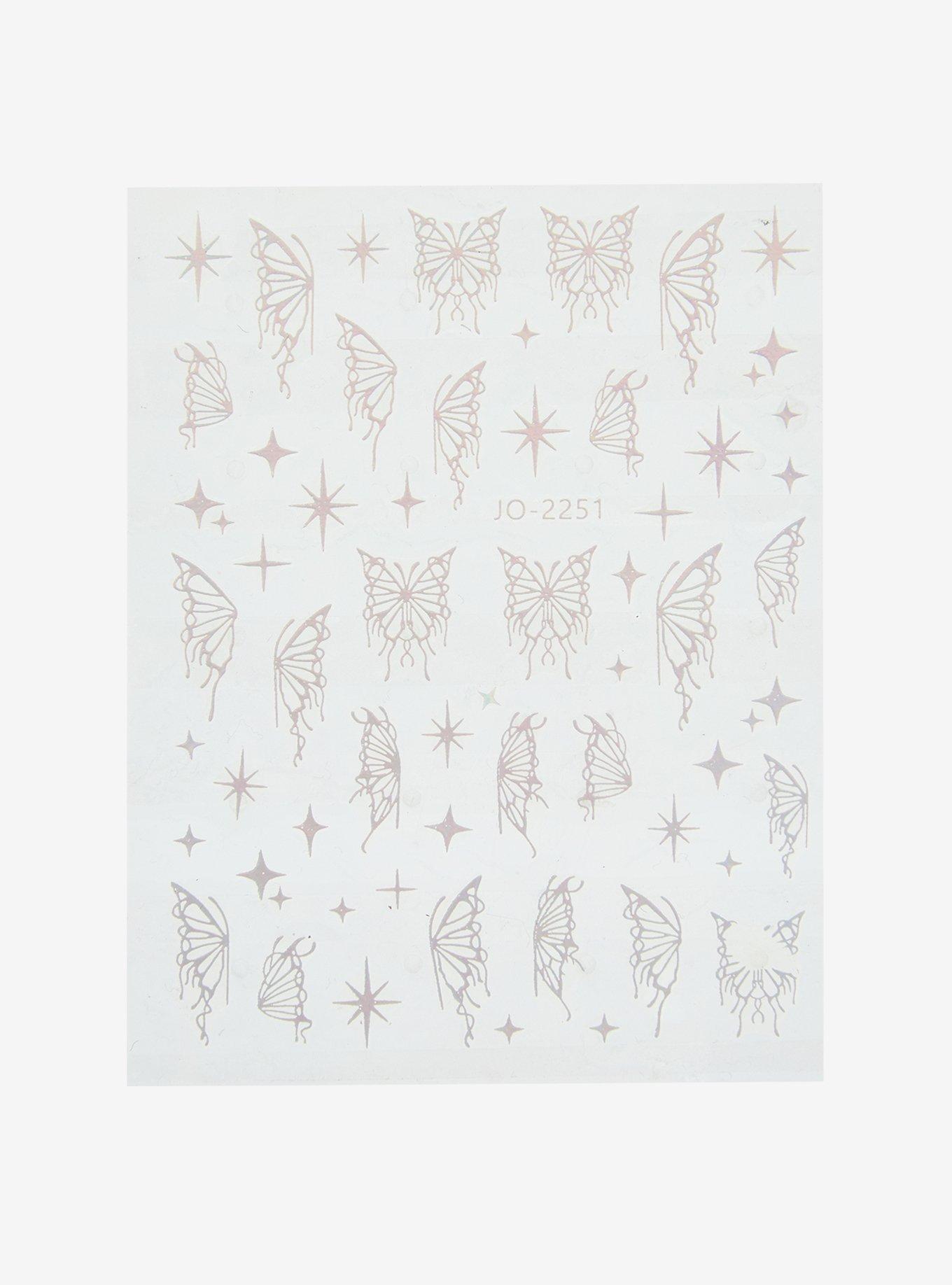 Holographic Butterfly Nail Sticker Sheet, , alternate