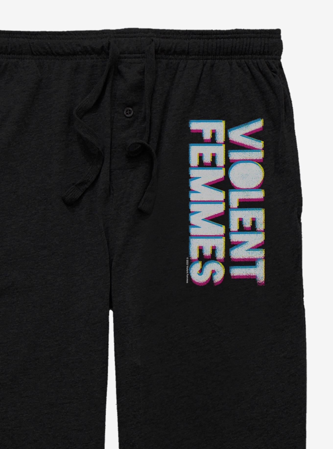 Violent Femmes Double Exposure Logo Pajama Pants, BLACK, alternate