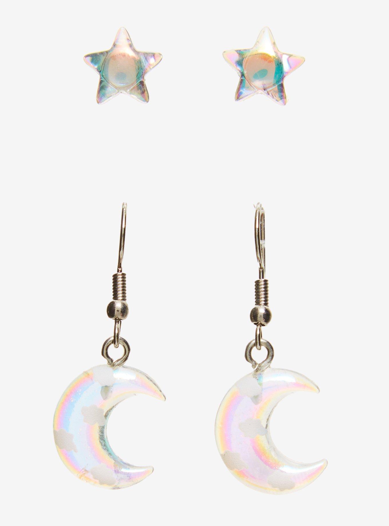 Sweet Society Iridescent Star & Moon Earring Set, , alternate