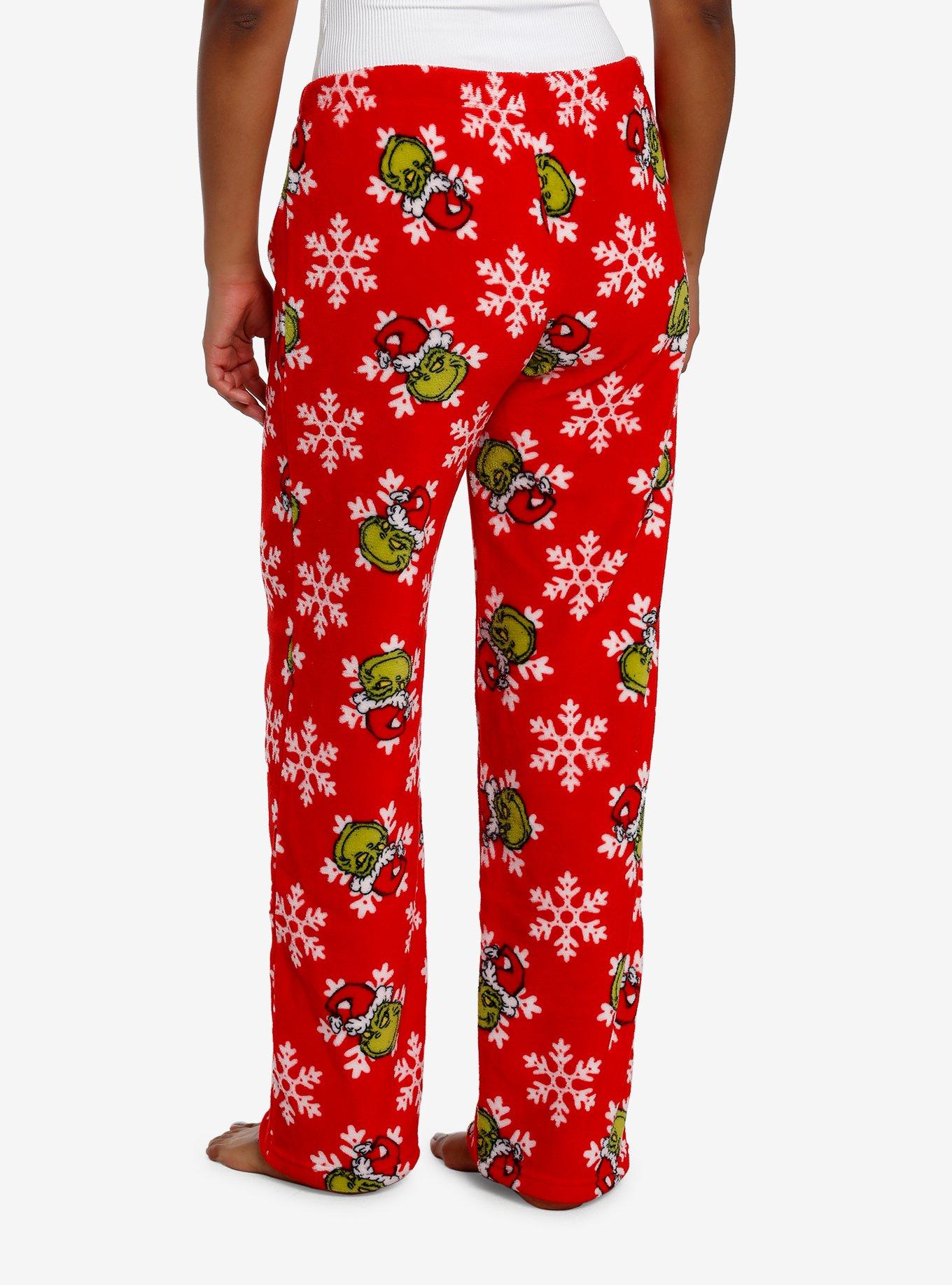 Dr. Seuss How The Grinch Stole Christmas Snowflakes Plush Pajama Pants, RED, alternate