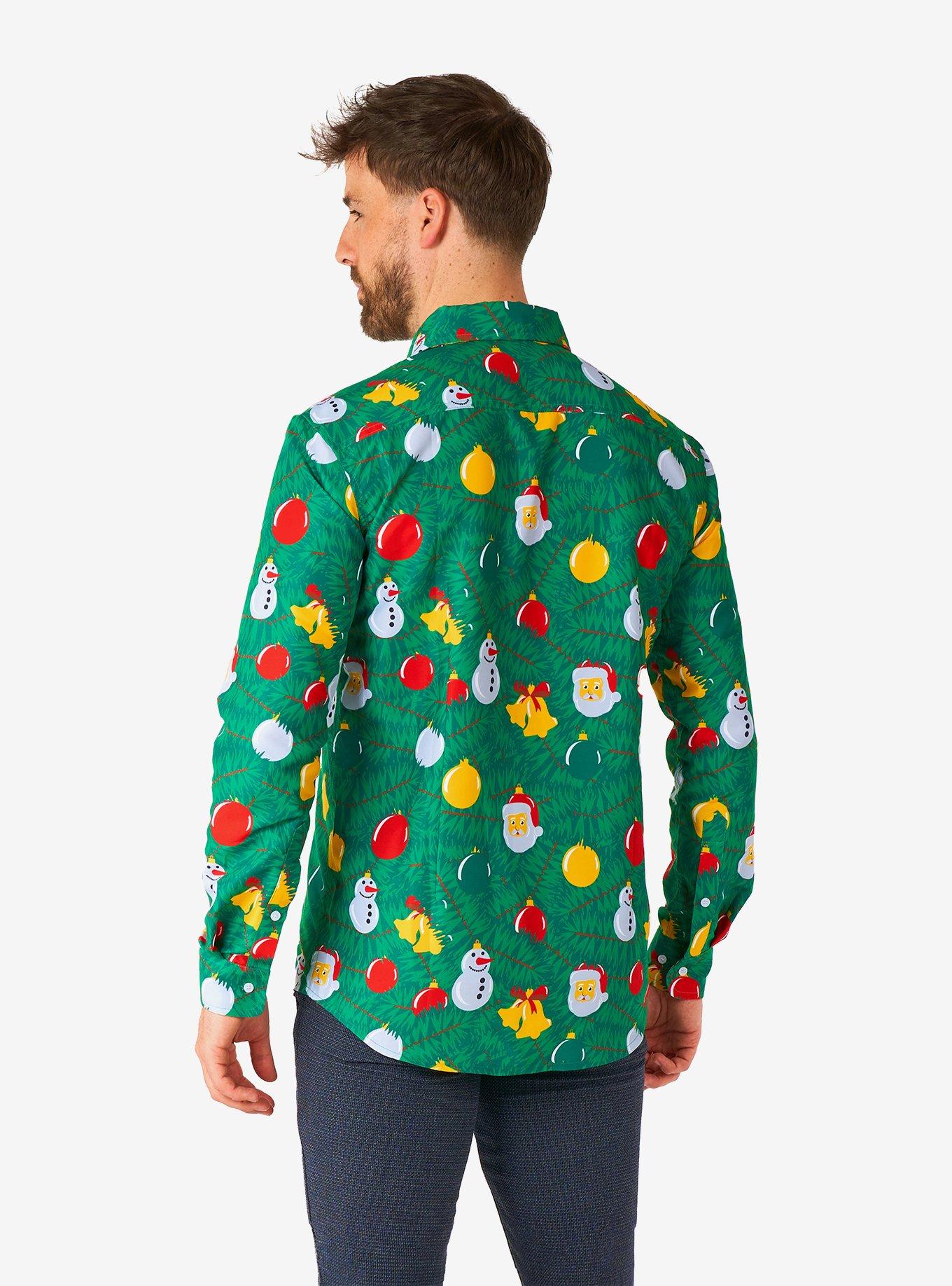 Christmas Ornaments Green Button-Up Shirt, , hi-res