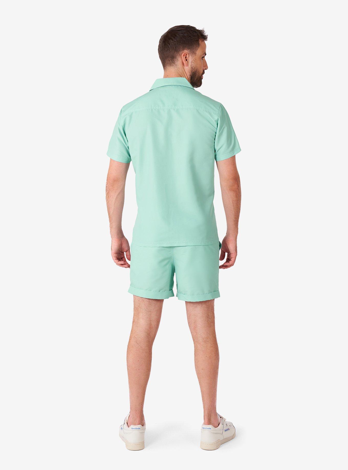 Magic Mint Summer Button-Up Shirt and Short, GREEN, alternate